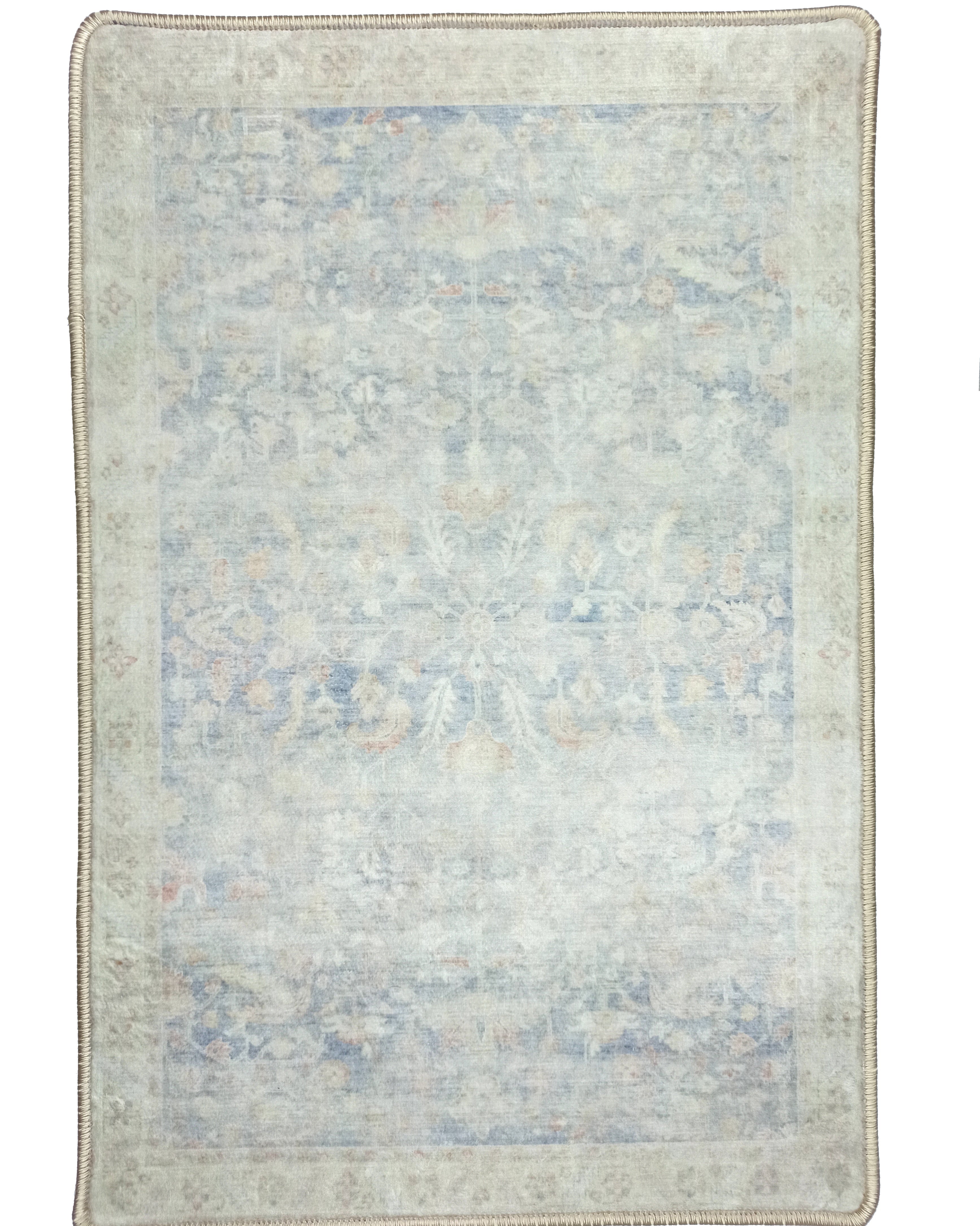 Londyn Neutral Faded Navy Blue Oushak Small 2x3 Rug