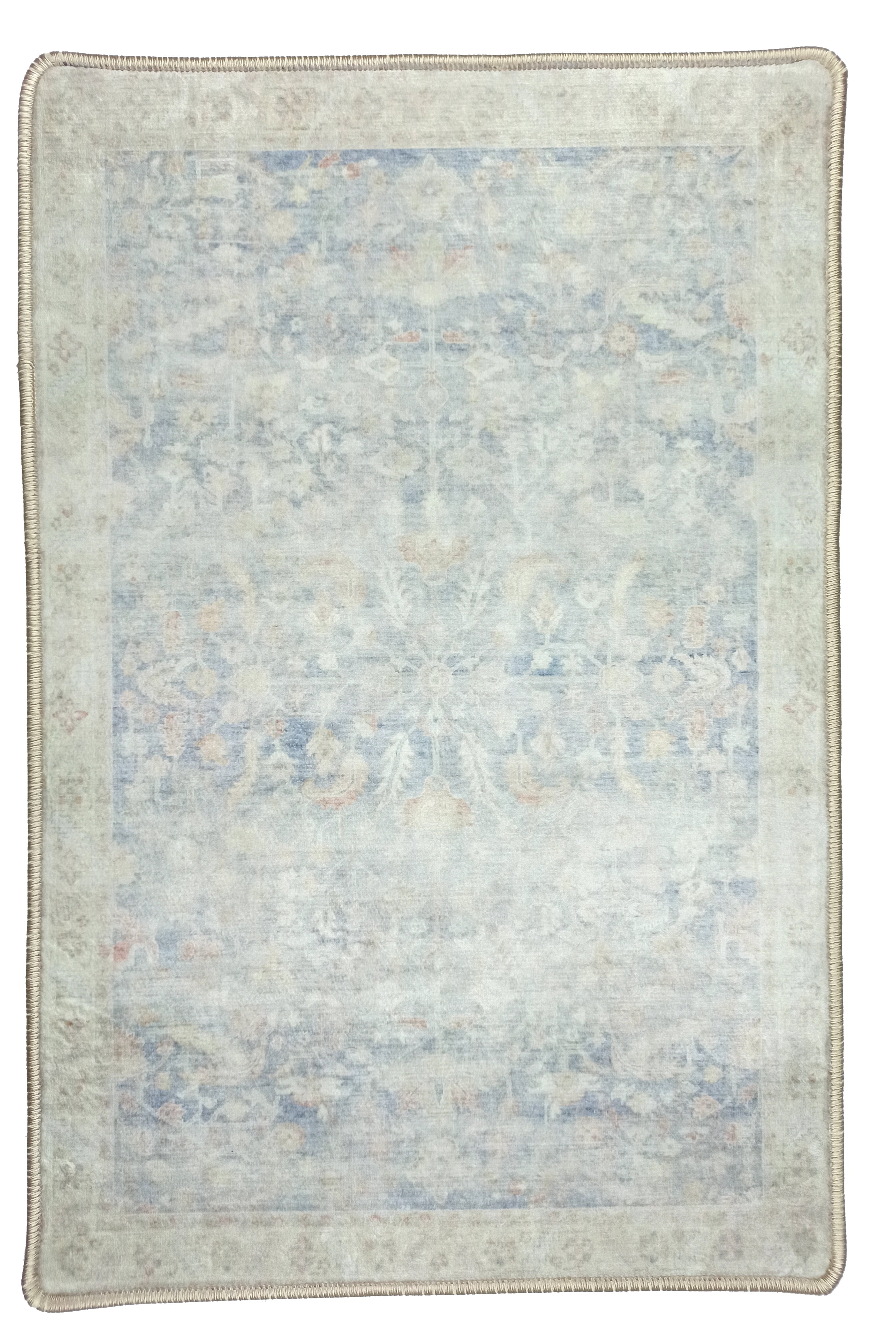 Londyn Neutral Faded Navy Blue Oushak Small 2x3 Rug