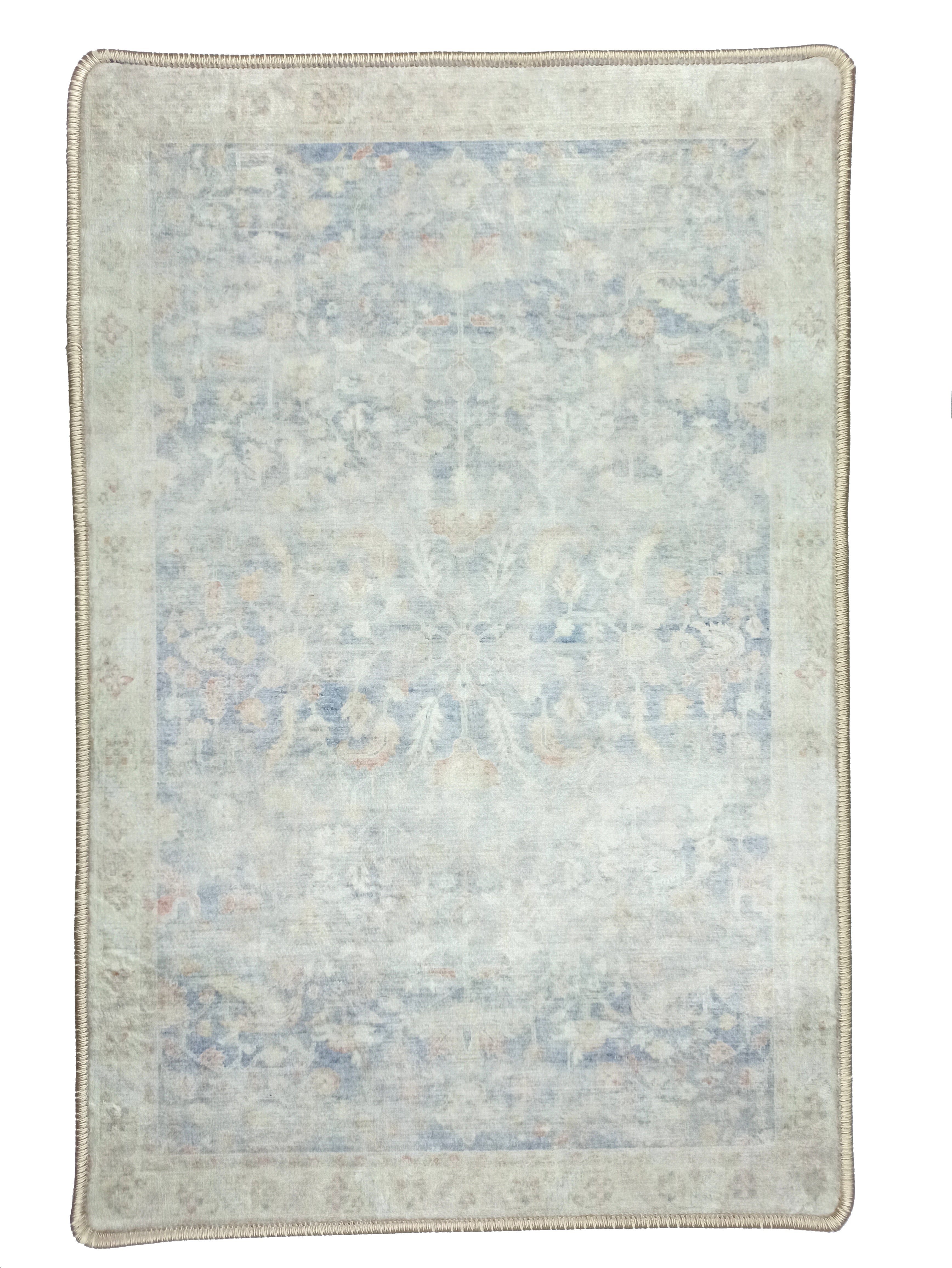 Londyn Neutral Faded Navy Blue Oushak Small 2x3 Rug