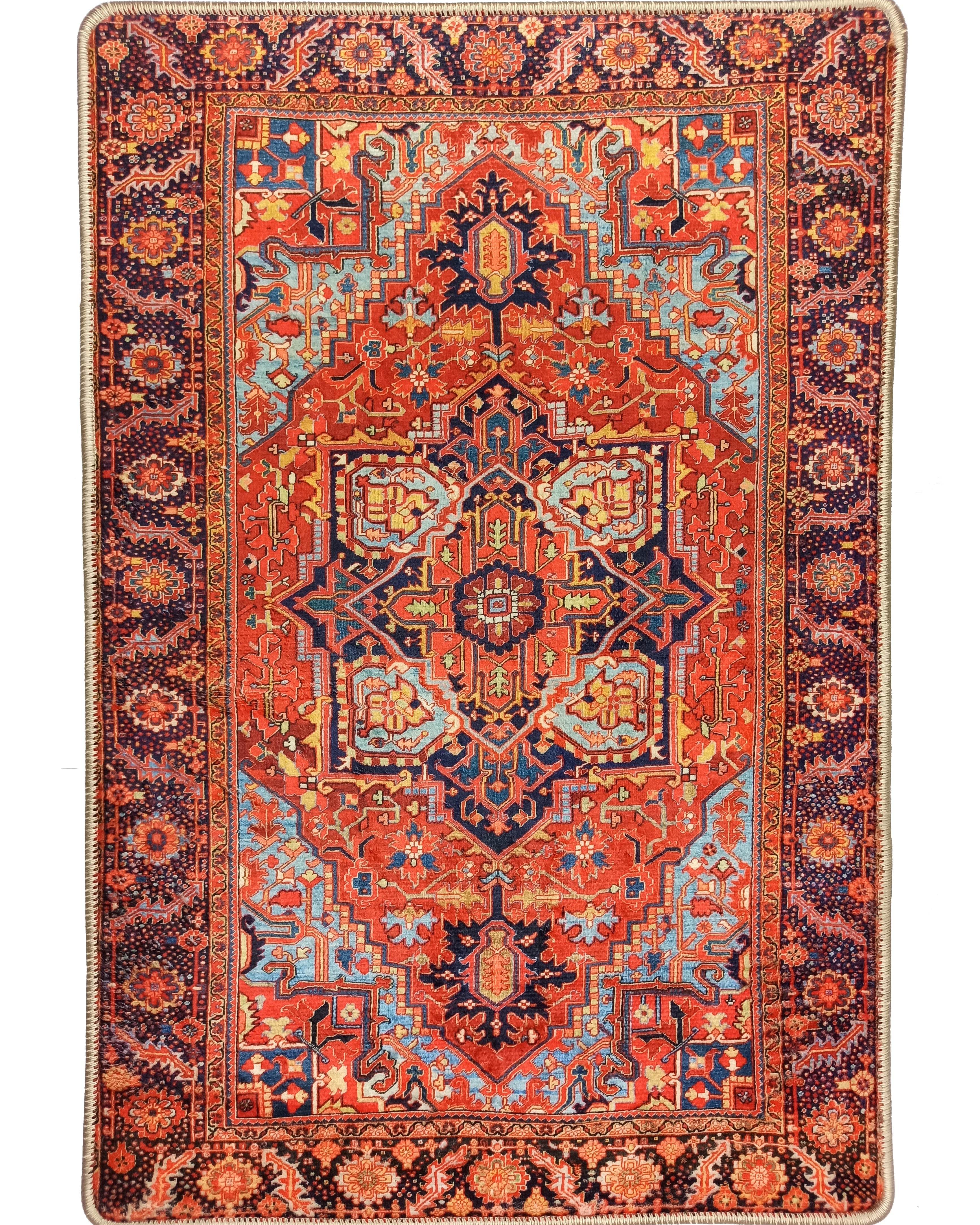 Gesina Red Coral Blue Turkish 2x3 Rug