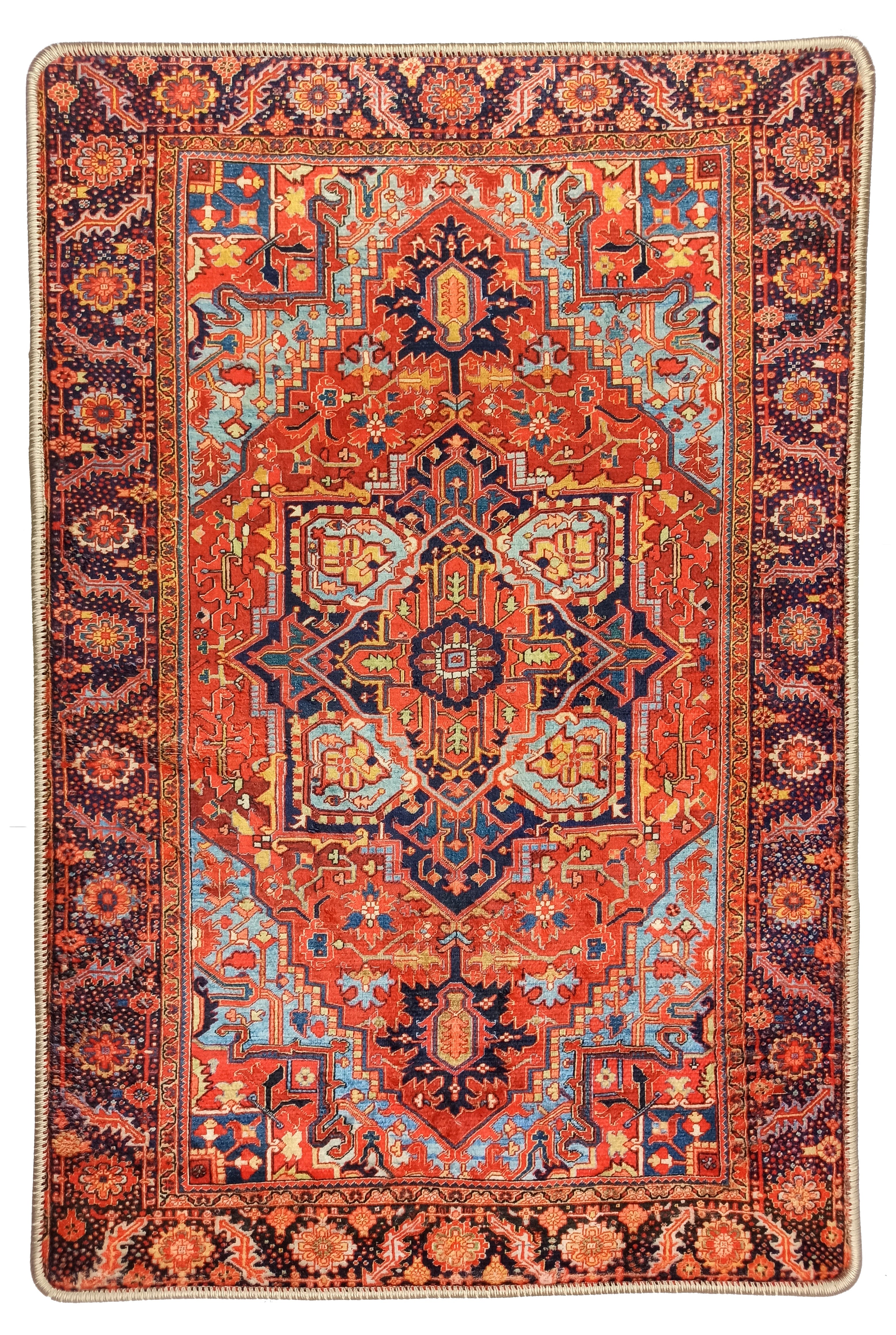 Gesina Red Coral Blue Turkish 2x3 Rug