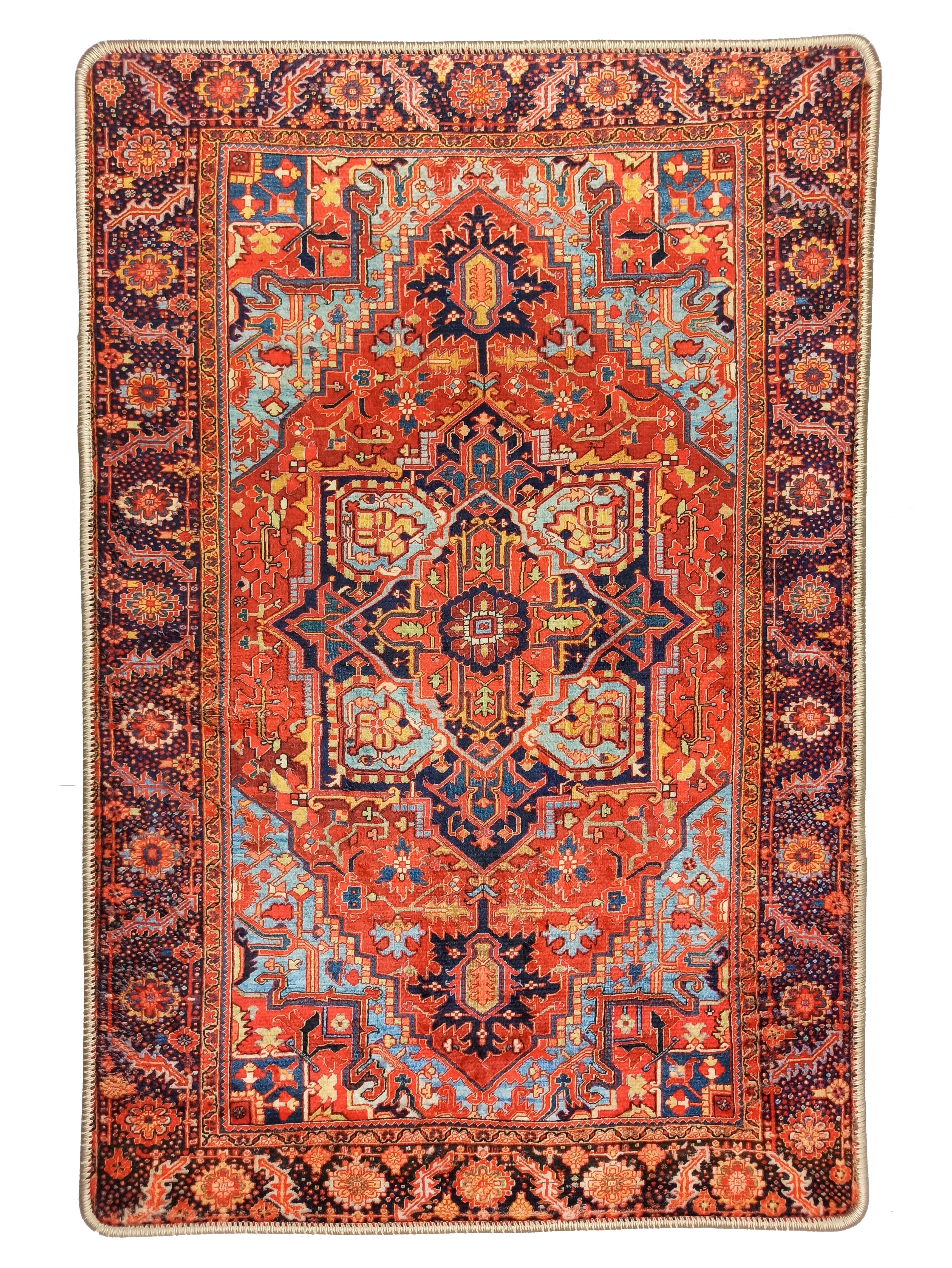 Gesina Red Coral Blue Turkish 2x3 Rug