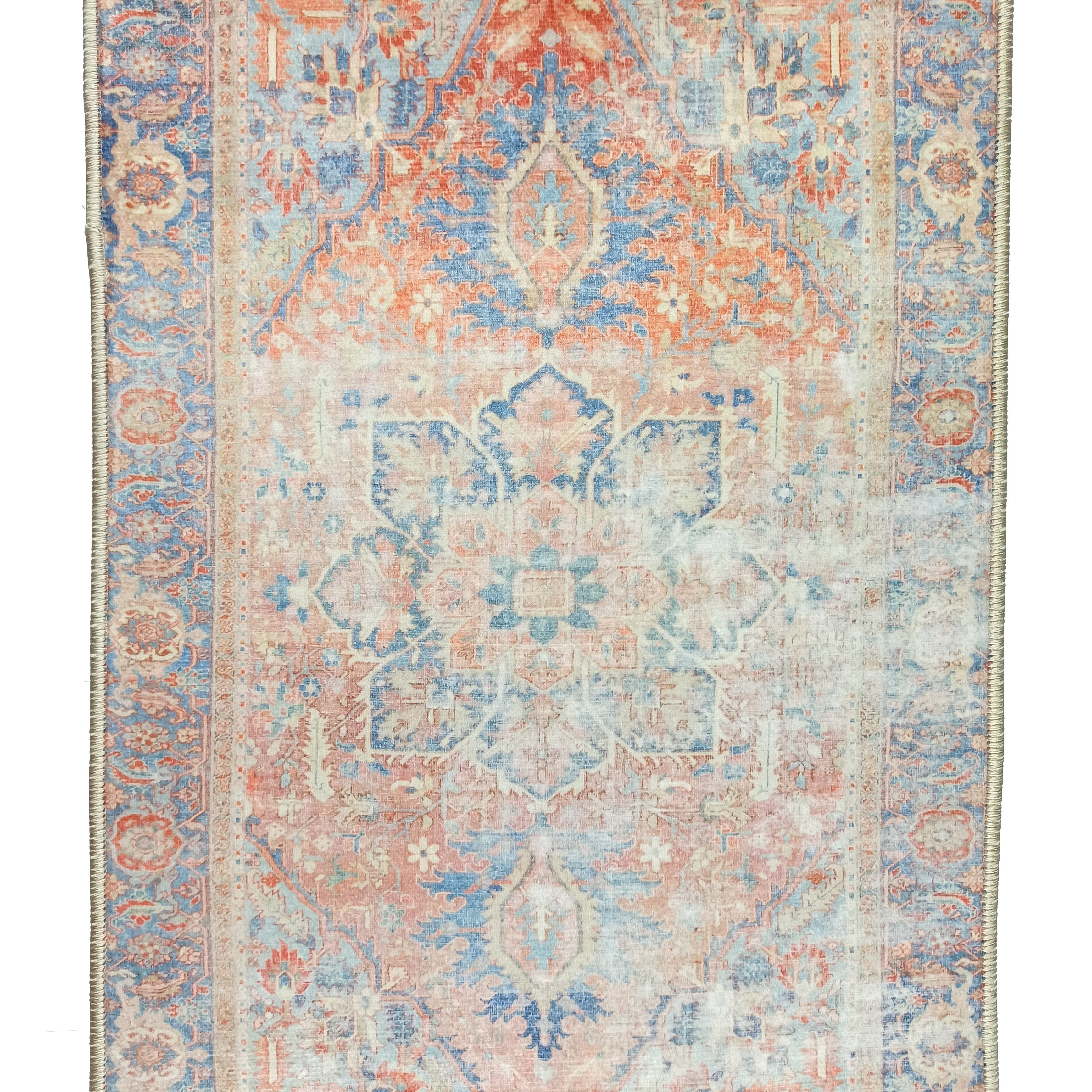 Eliza Faded Red Orange Blue Turkish 2x3 Rug