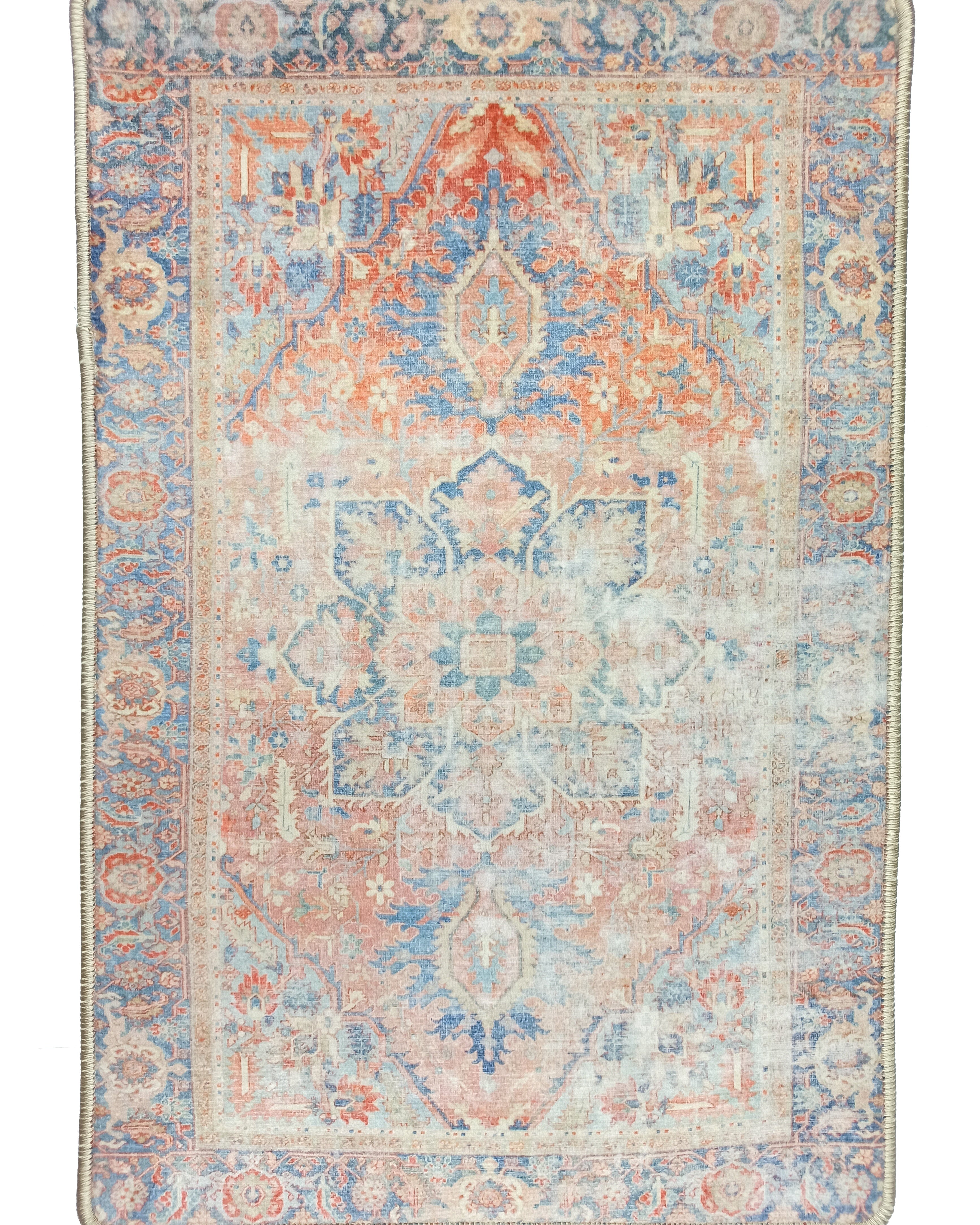 Eliza Faded Red Orange Blue Turkish 2x3 Rug