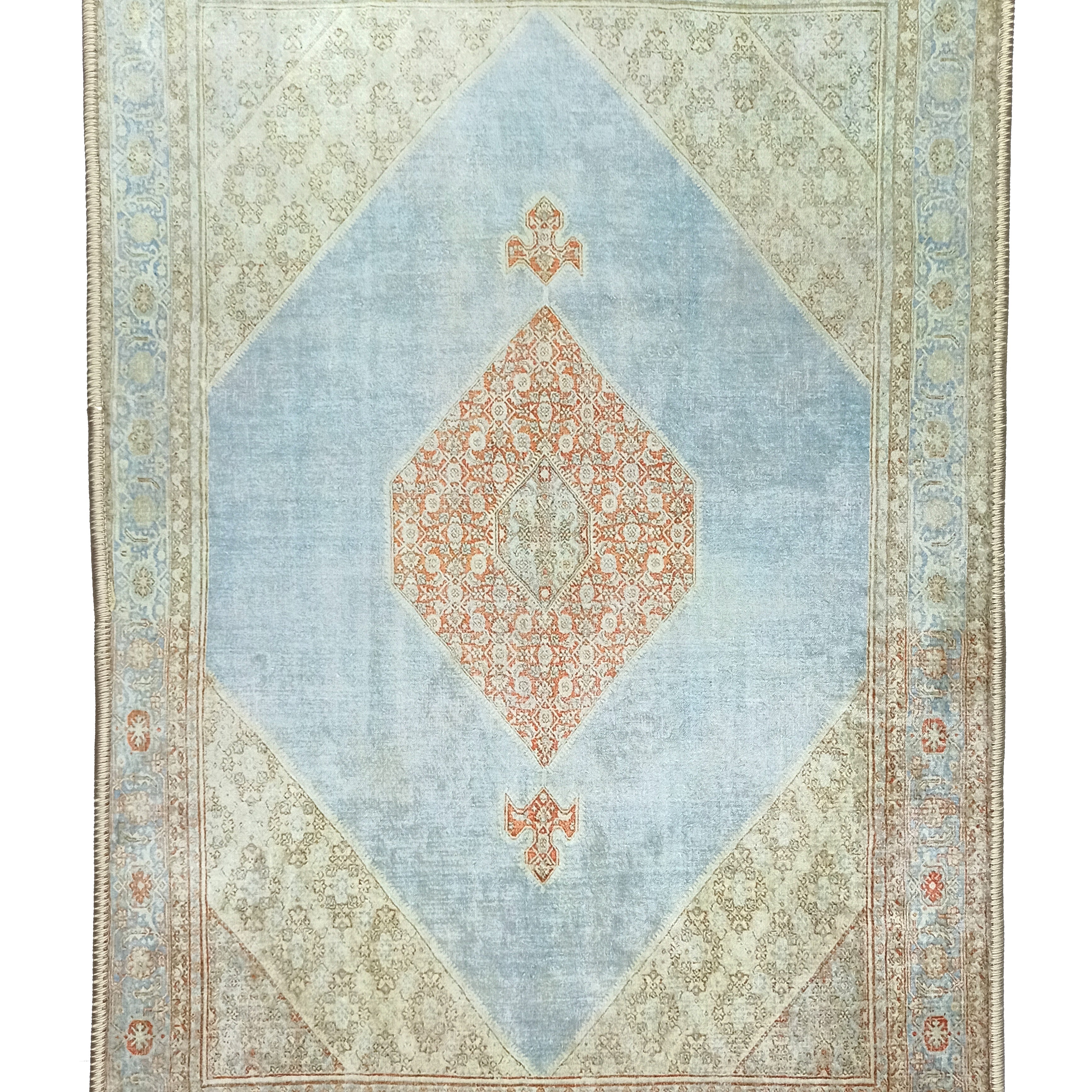 Amelia Natural Rust Blue Beige Vintage Persian 2x3 Rug