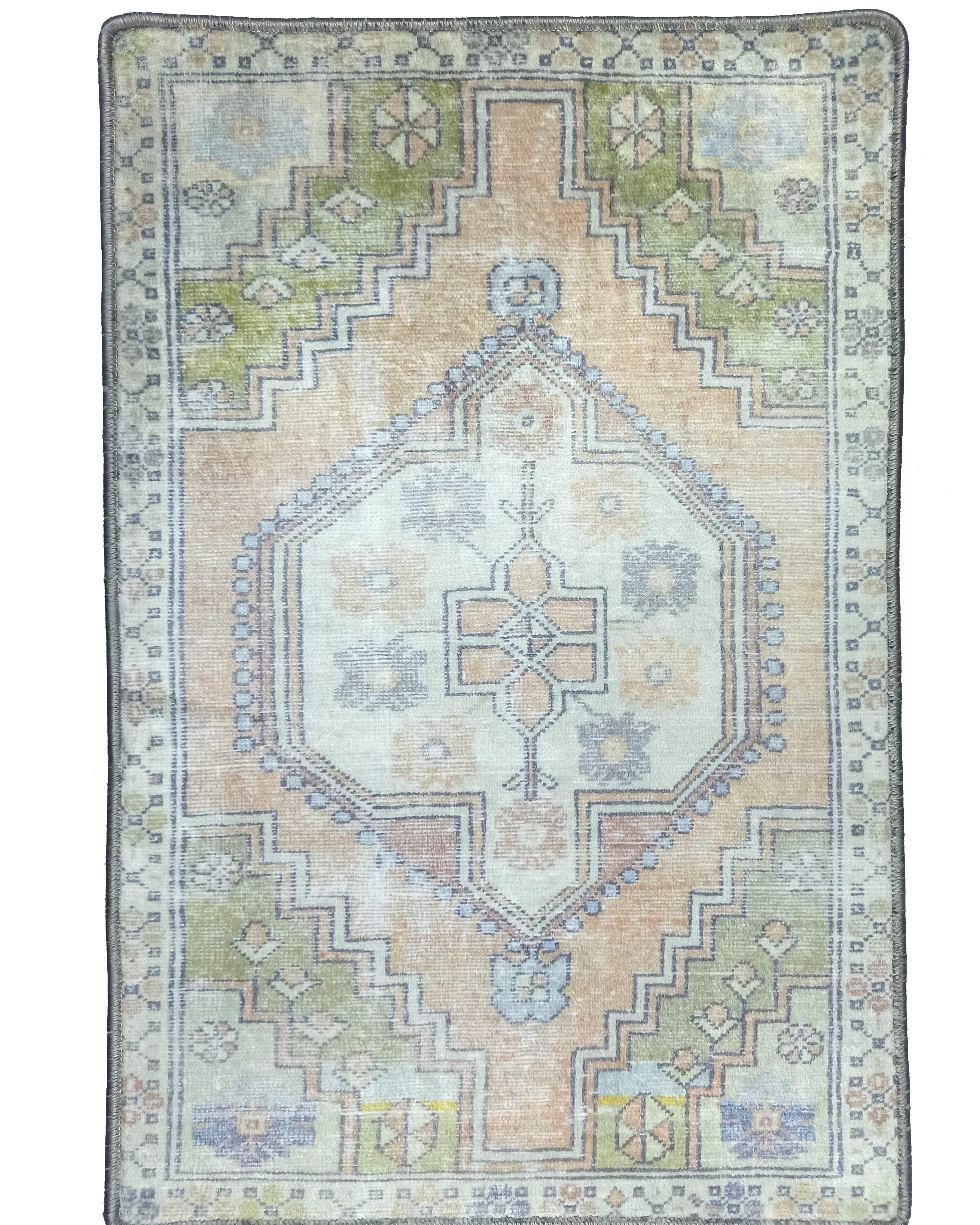 Erin Beige Green Vintage Turkish 2x3 Rug