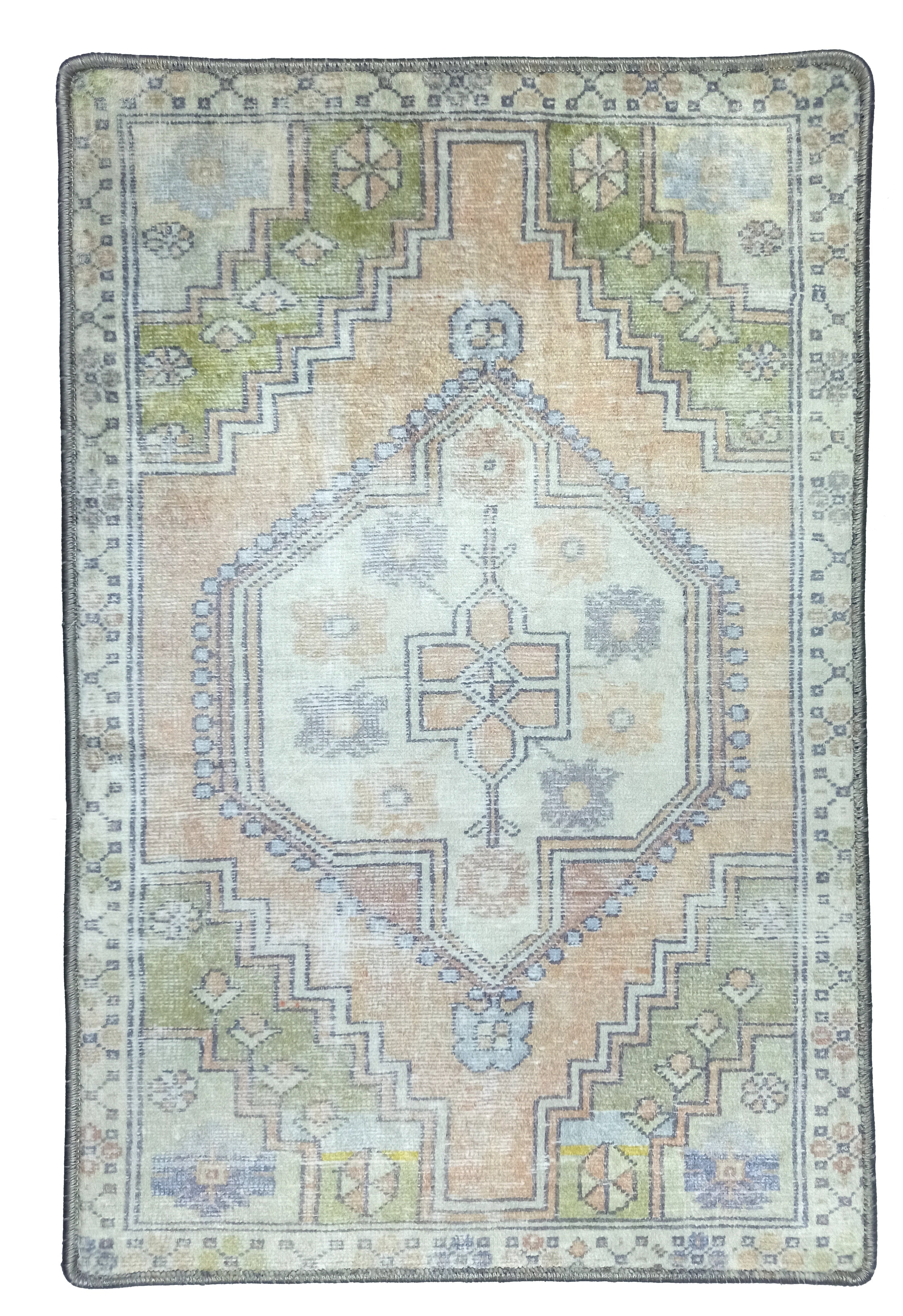 Erin Beige Green Vintage Turkish 2x3 Rug