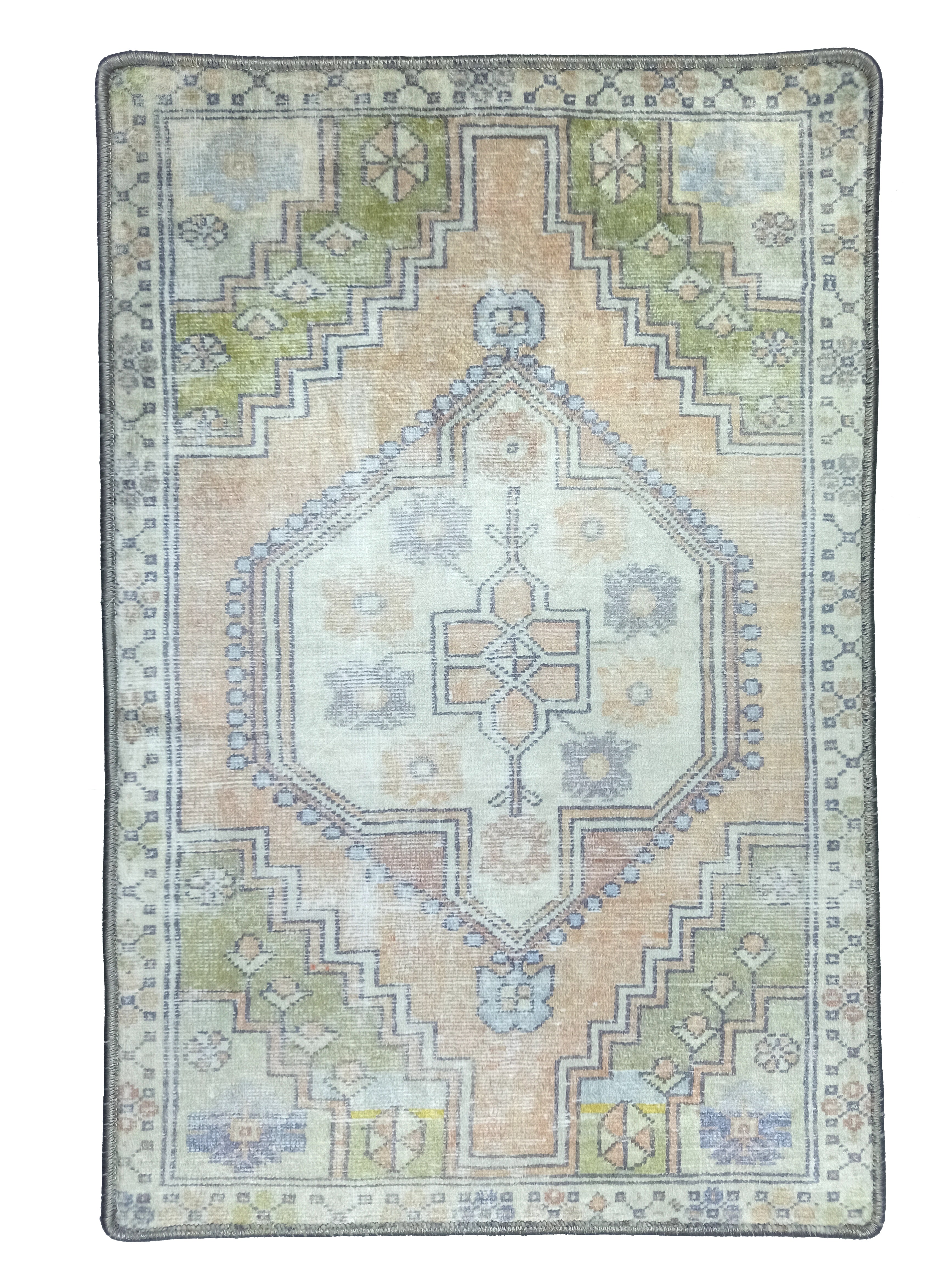 Erin Beige Green Vintage Turkish 2x3 Rug