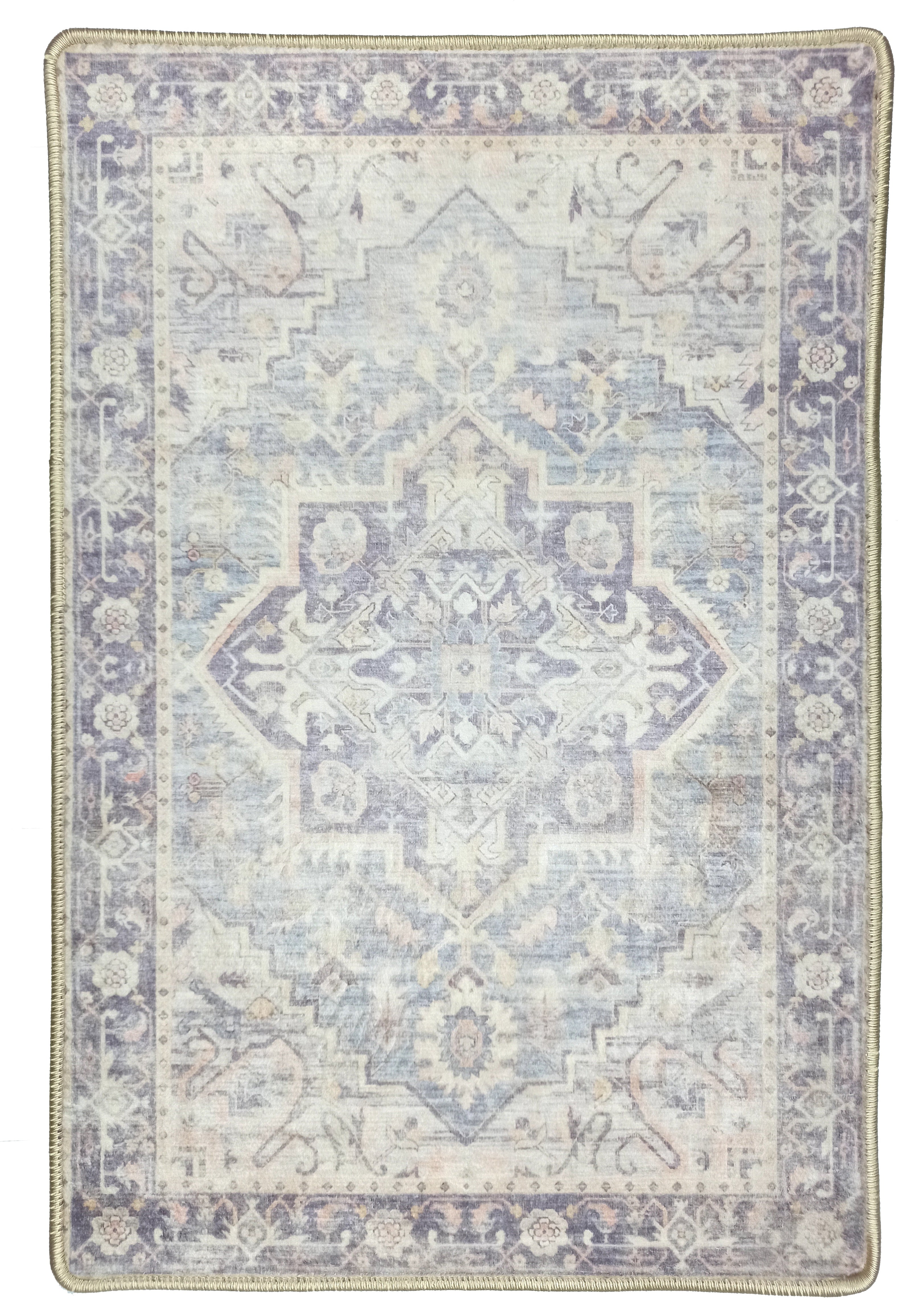 Mayven Neutral Beige Lavender Heriz Persian 2x3 Rug