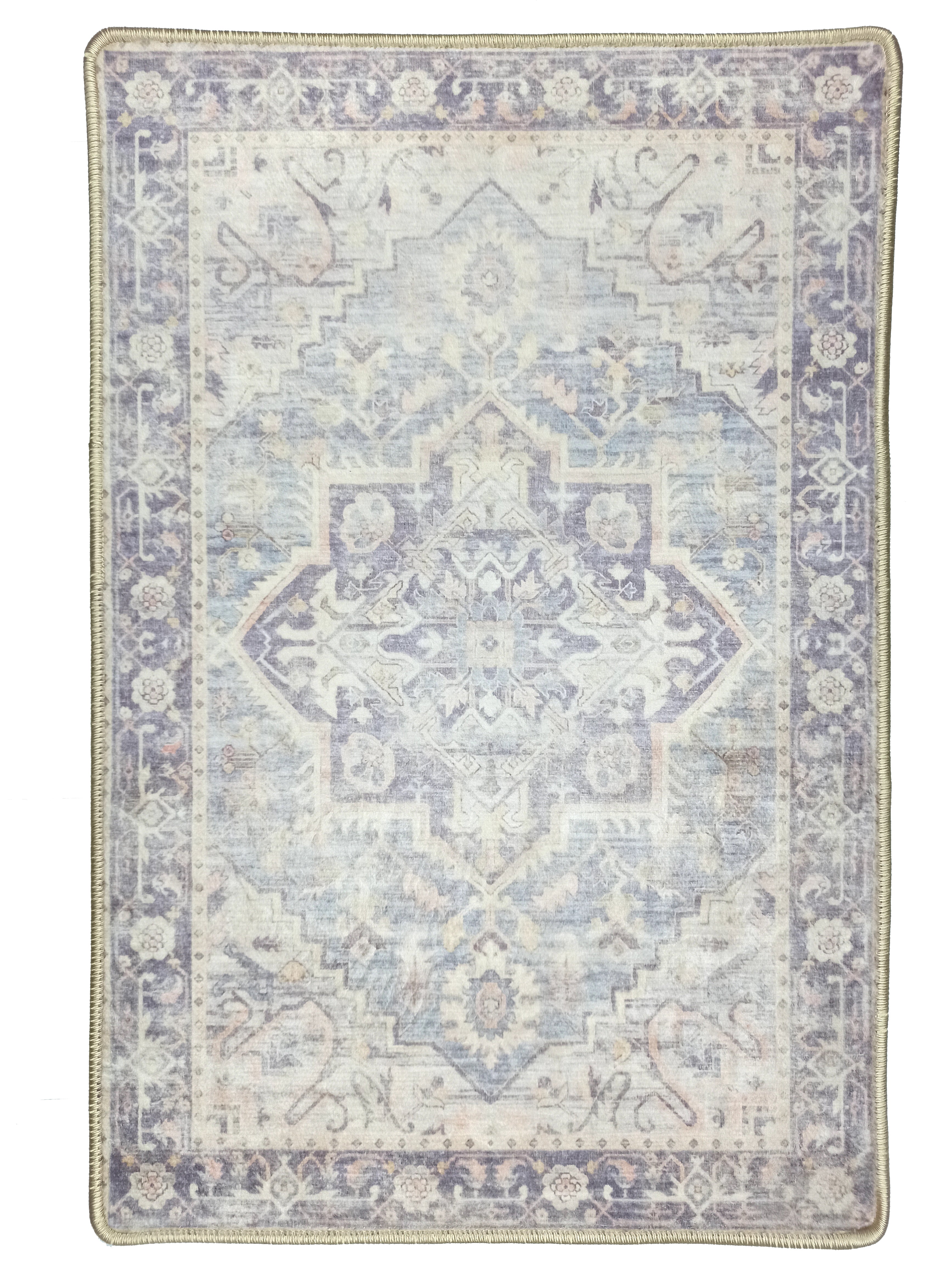 Mayven Neutral Beige Lavender Heriz Persian 2x3 Rug