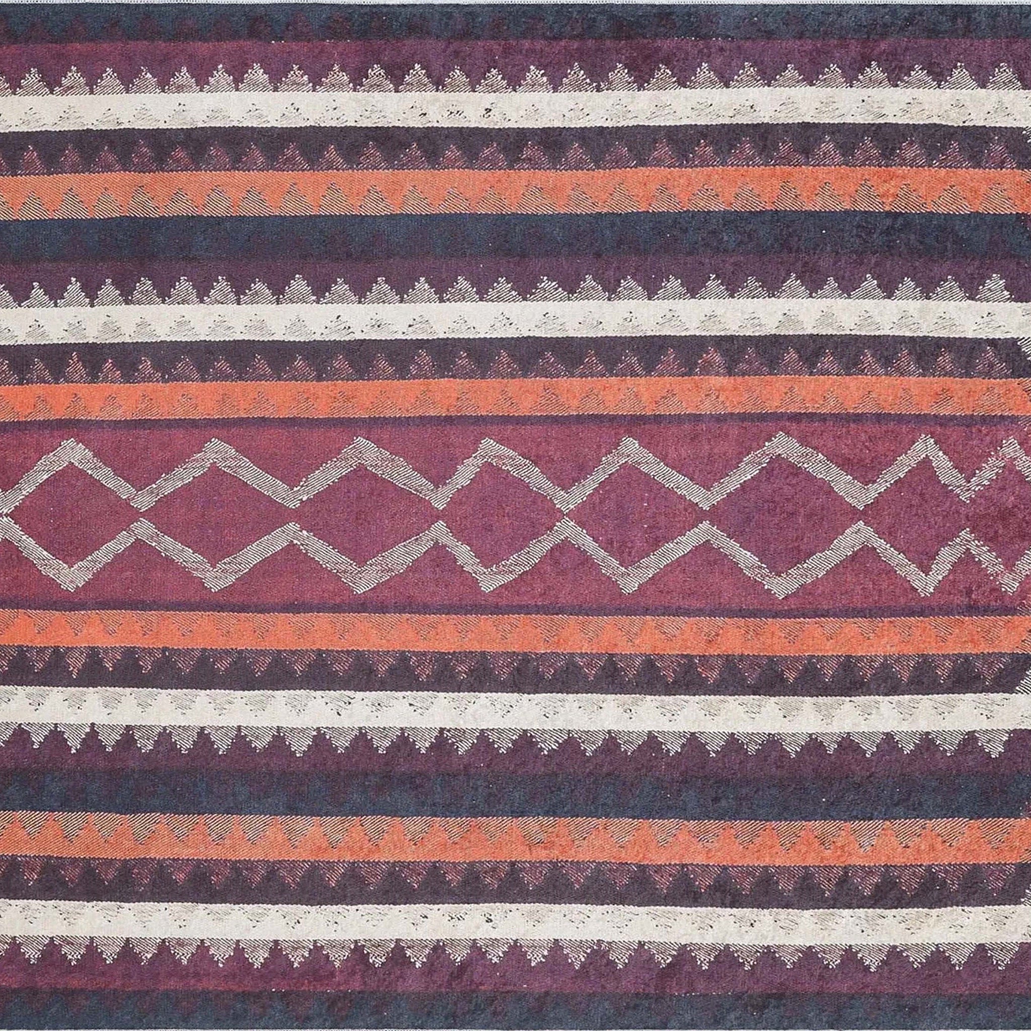 Afaf Turkish Orange Black Beige Kilim Rug
