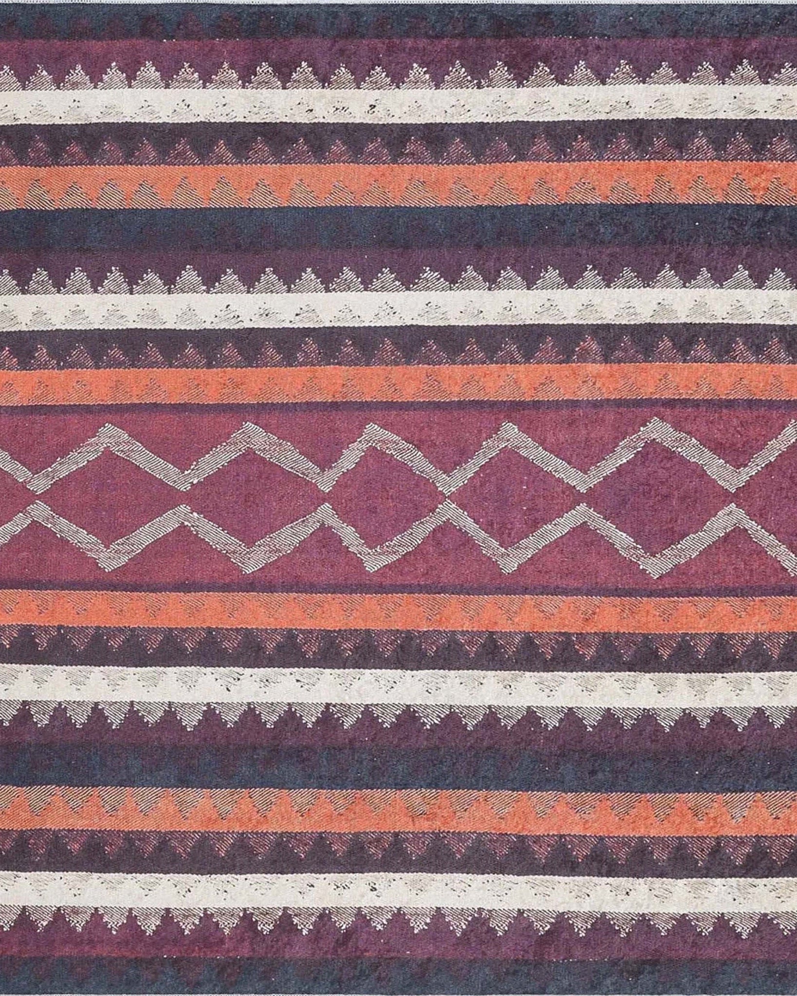 Afaf Turkish Orange Black Beige Kilim Rug