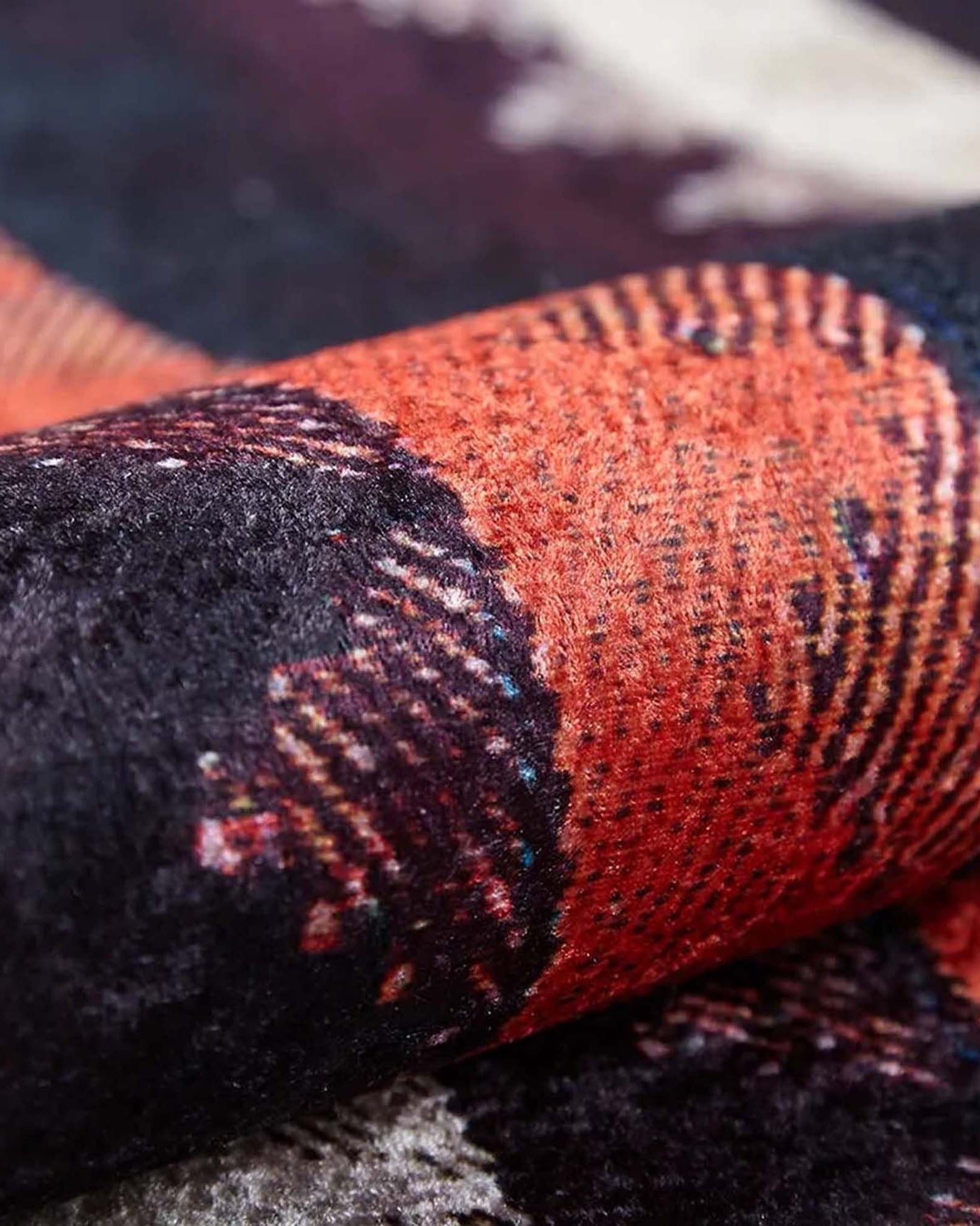 Afaf Turkish Orange Black Beige Kilim Rug