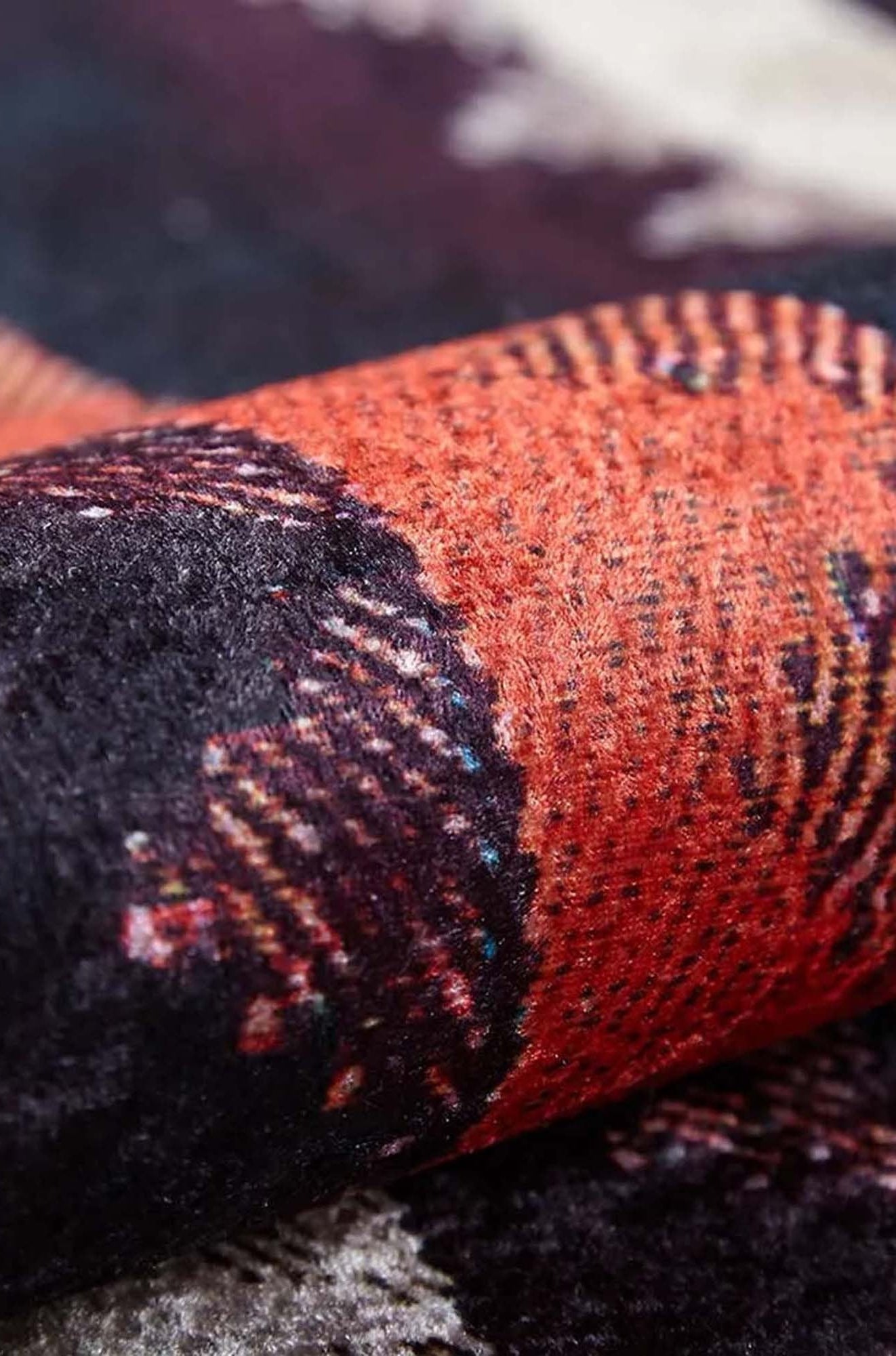 Afaf Turkish Orange Black Beige Kilim Rug