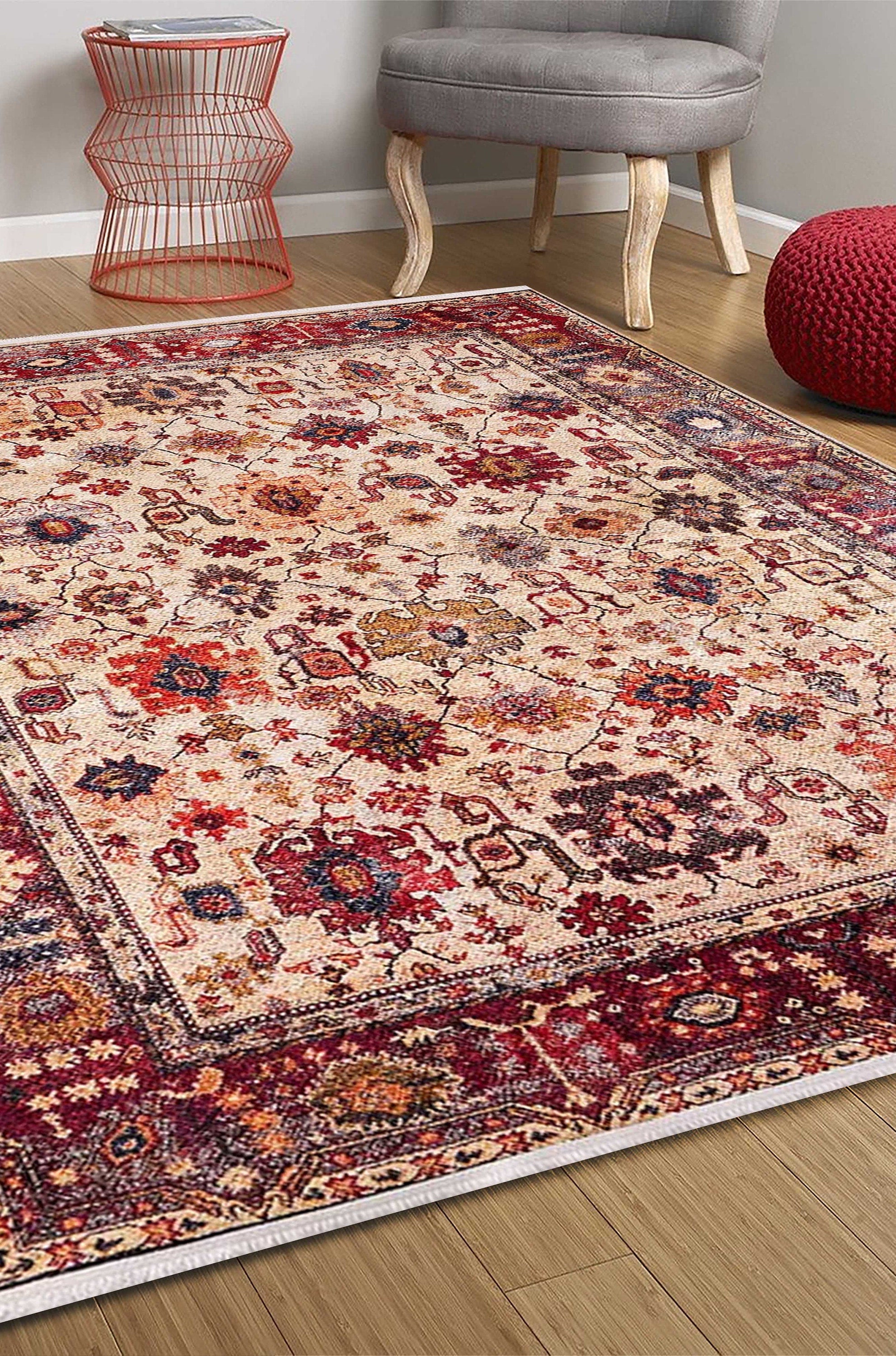 Afra Turkish Oushak Red Beige Rug