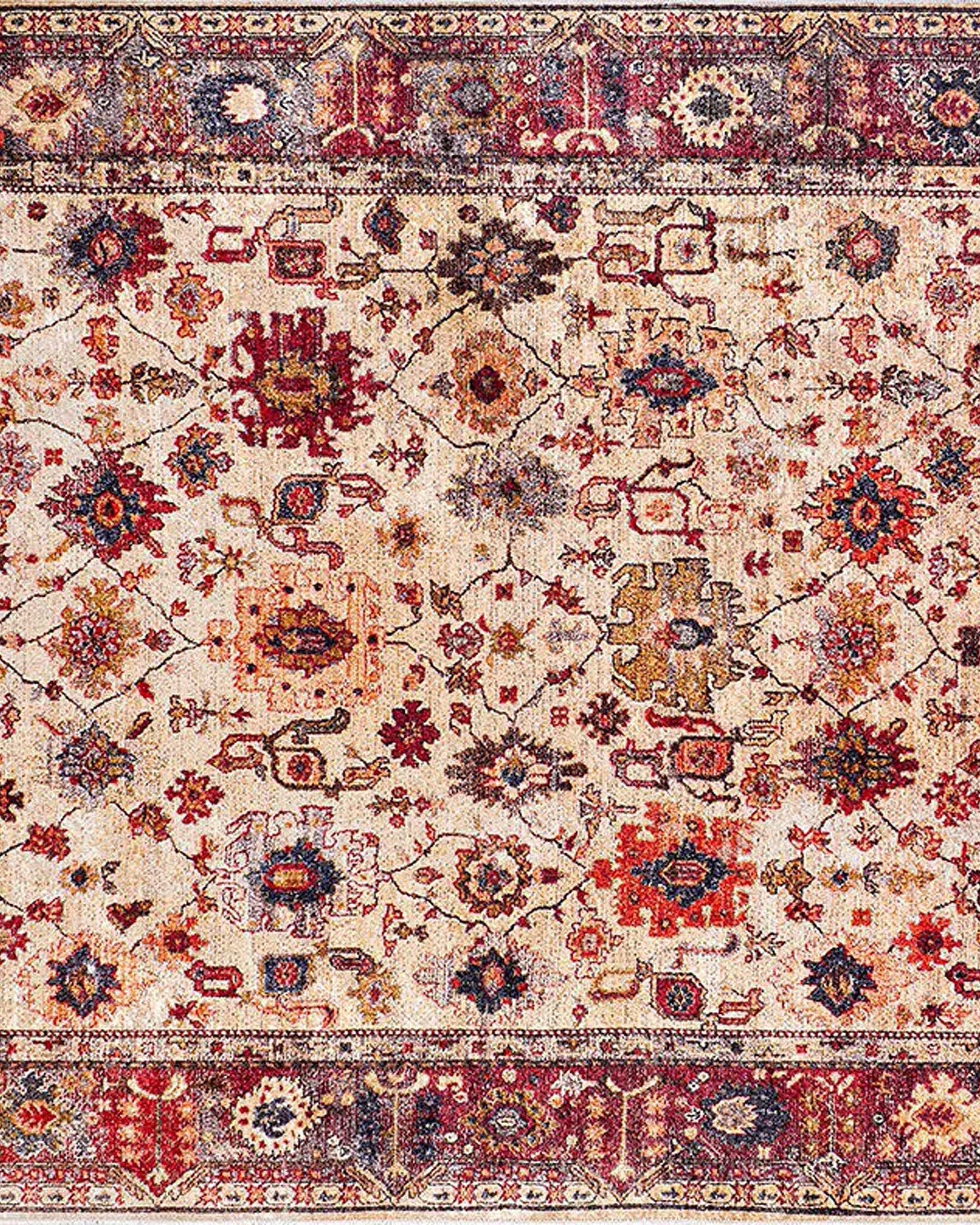 Afra Turkish Oushak Red Beige Rug