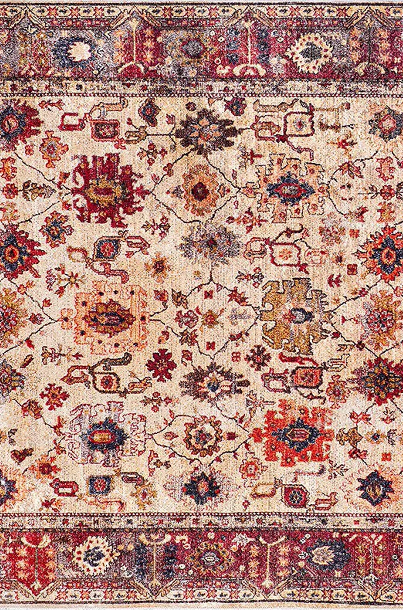 Afra Turkish Oushak Red Beige Rug