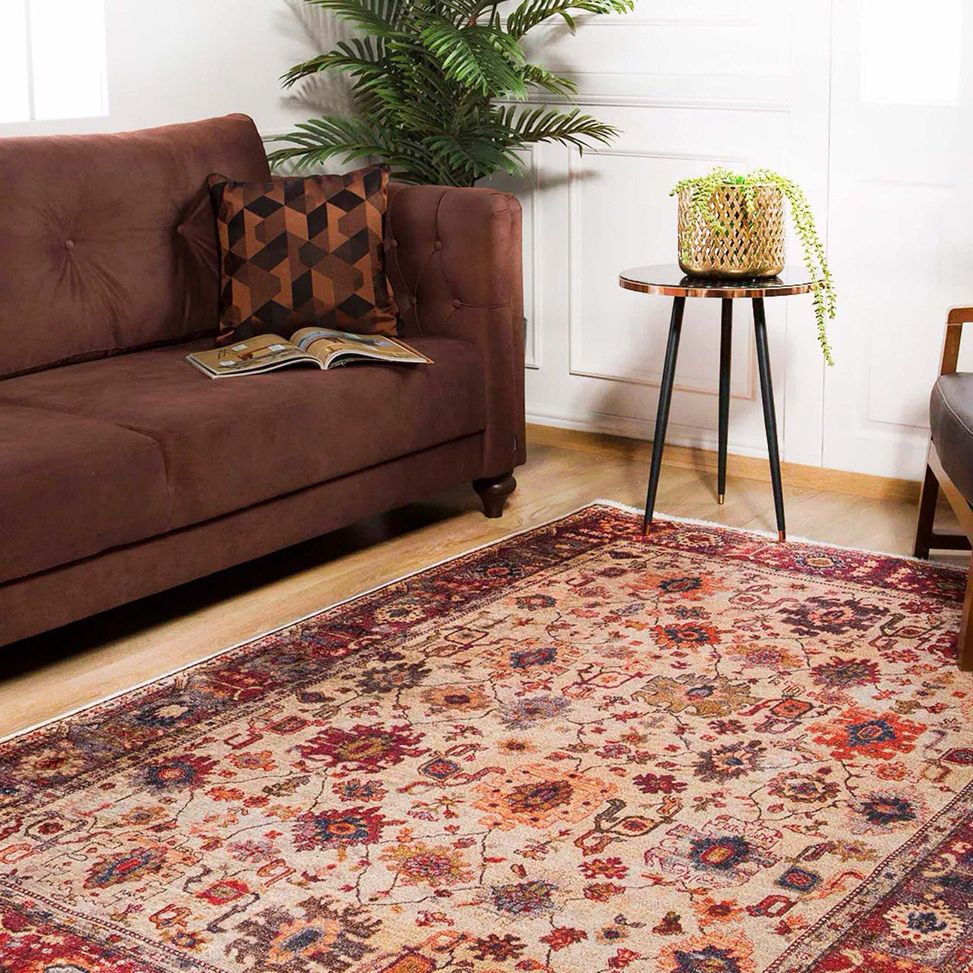 Afra Turkish Oushak Red Beige Rug