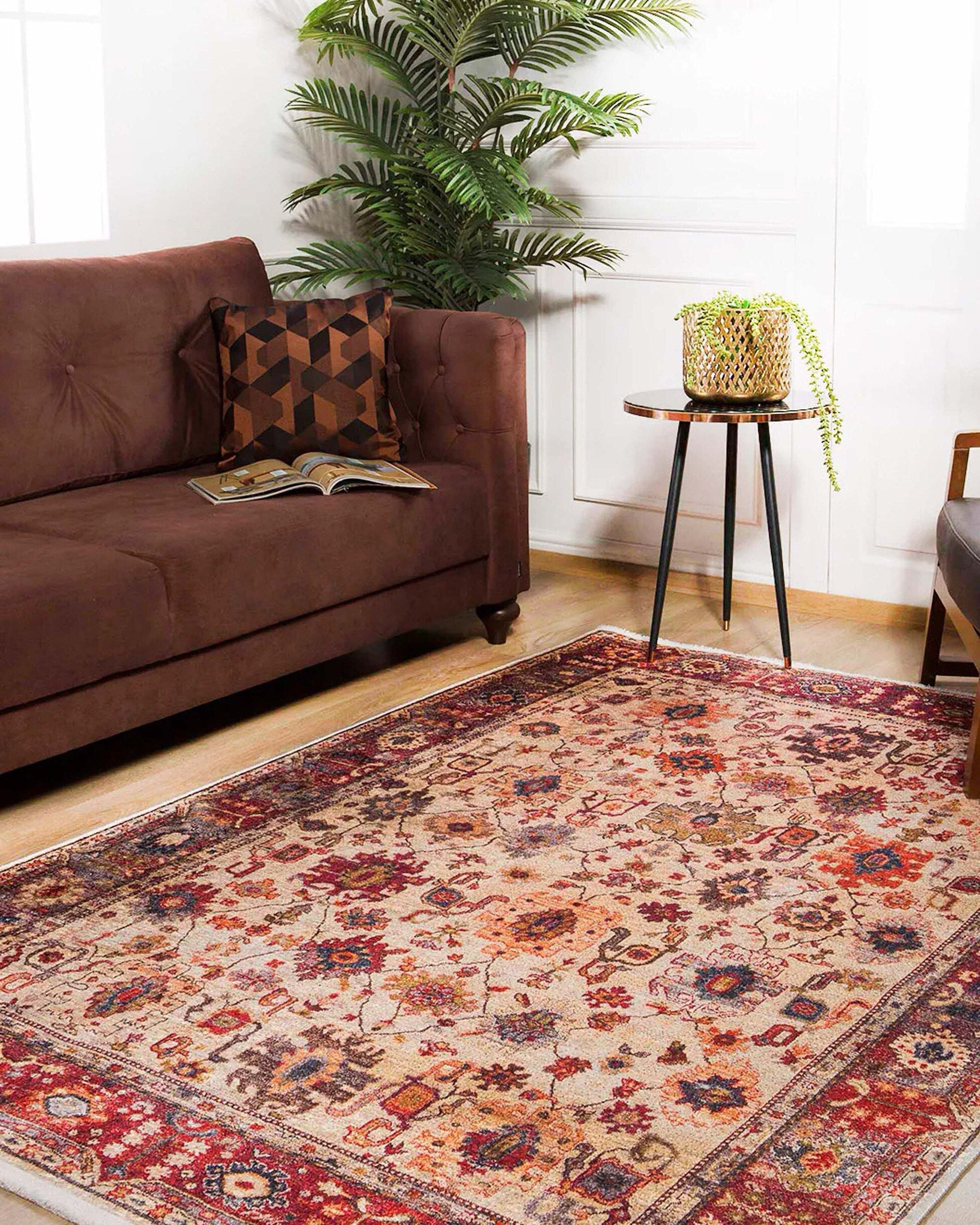 Afra Turkish Oushak Red Beige Rug