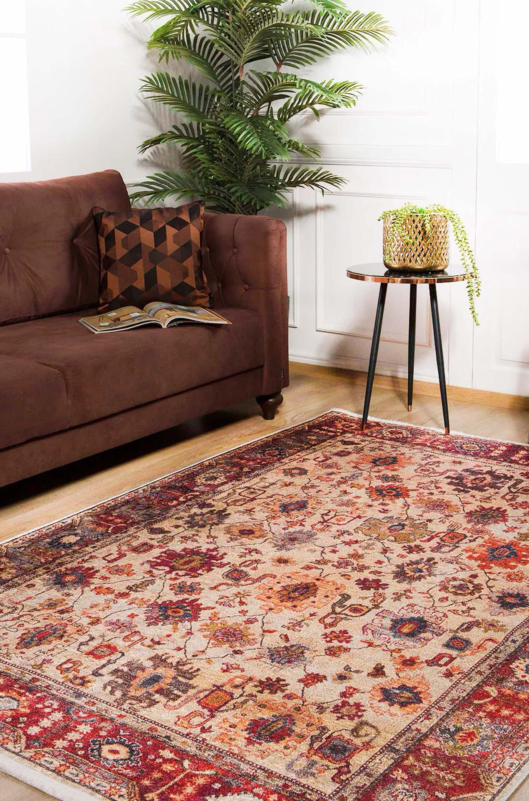 Afra Turkish Oushak Red Beige Rug