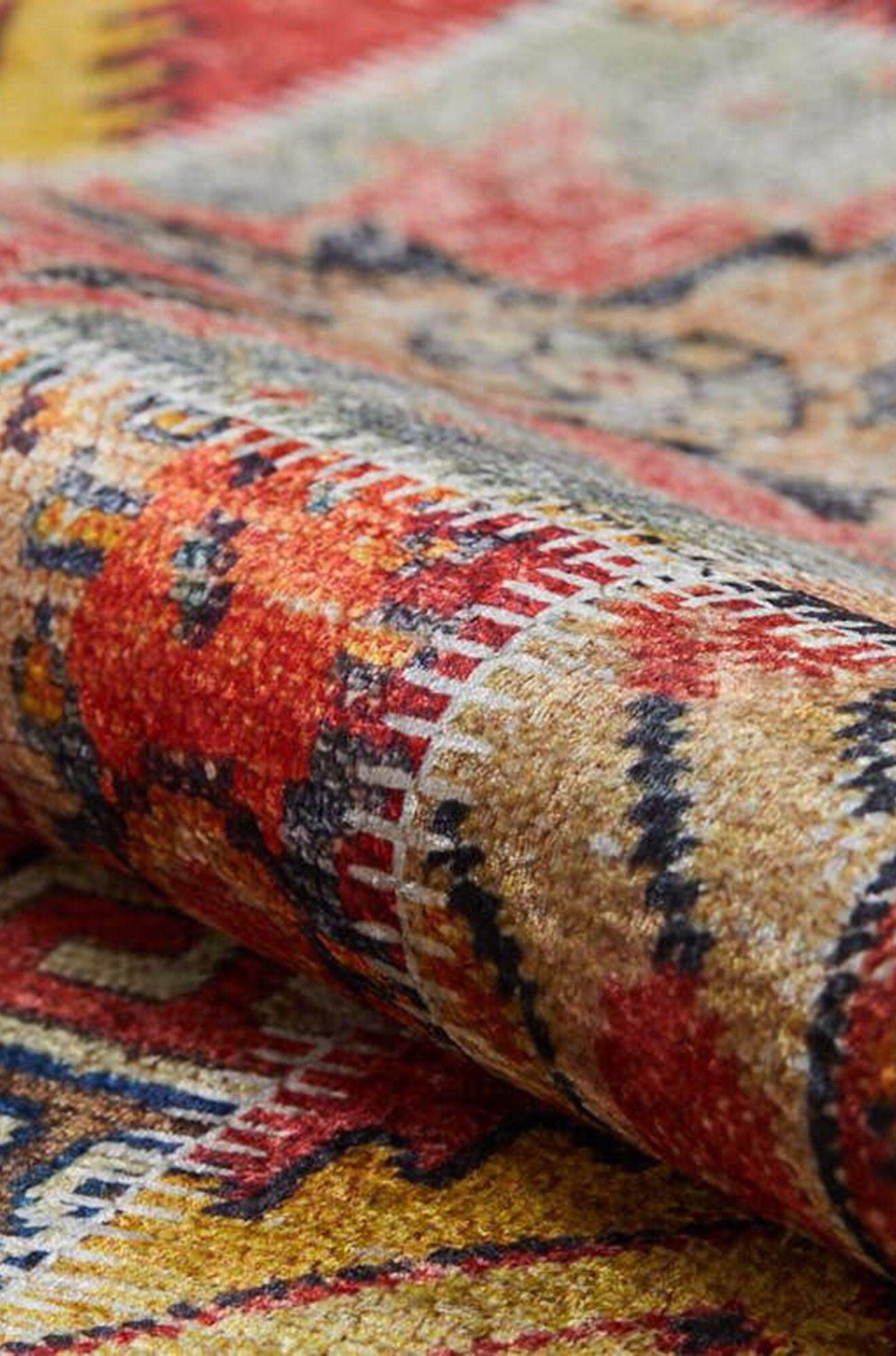 Afya Red Turkish Patchwork Rug