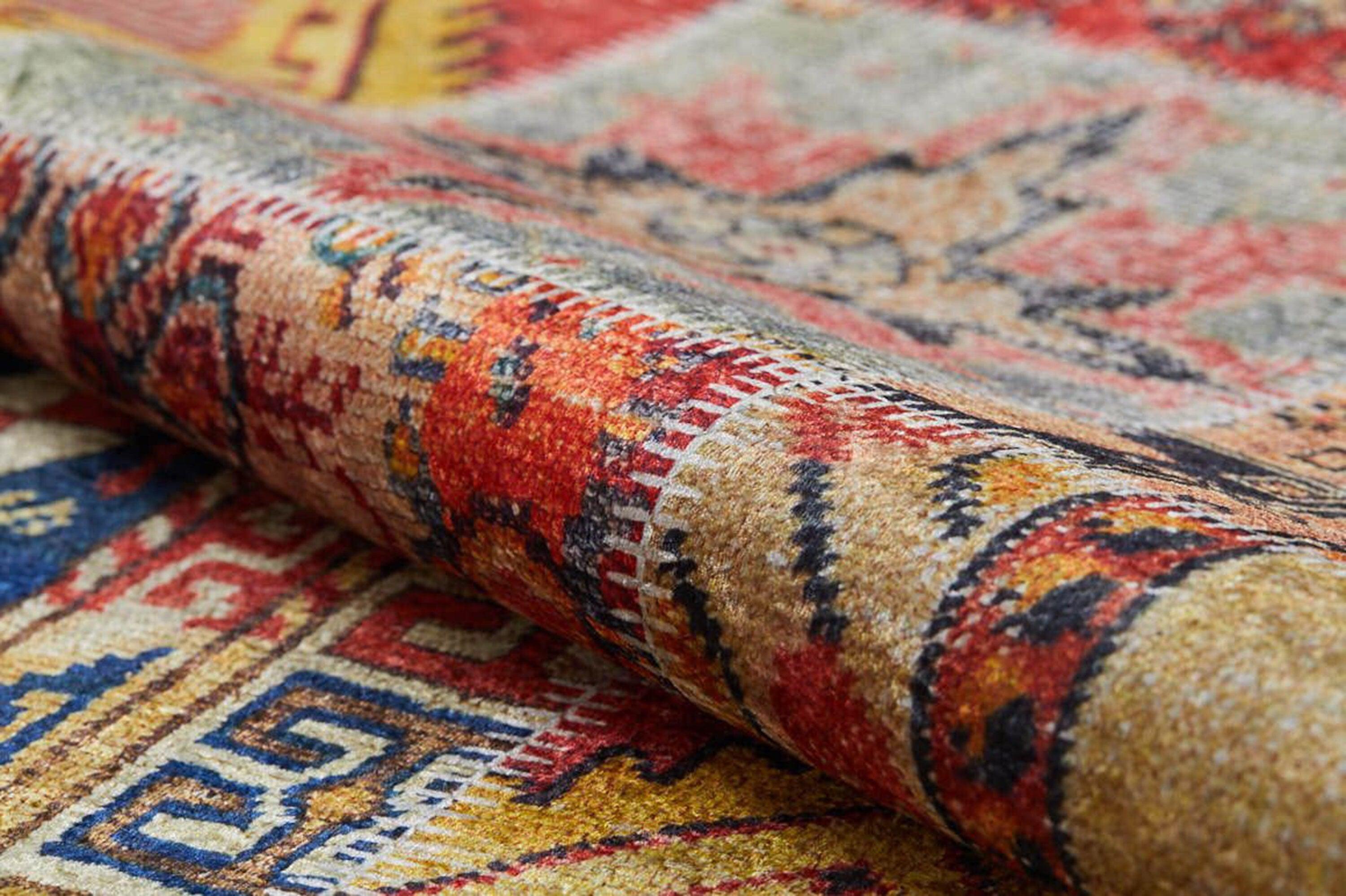 Afya Red Turkish Patchwork Rug