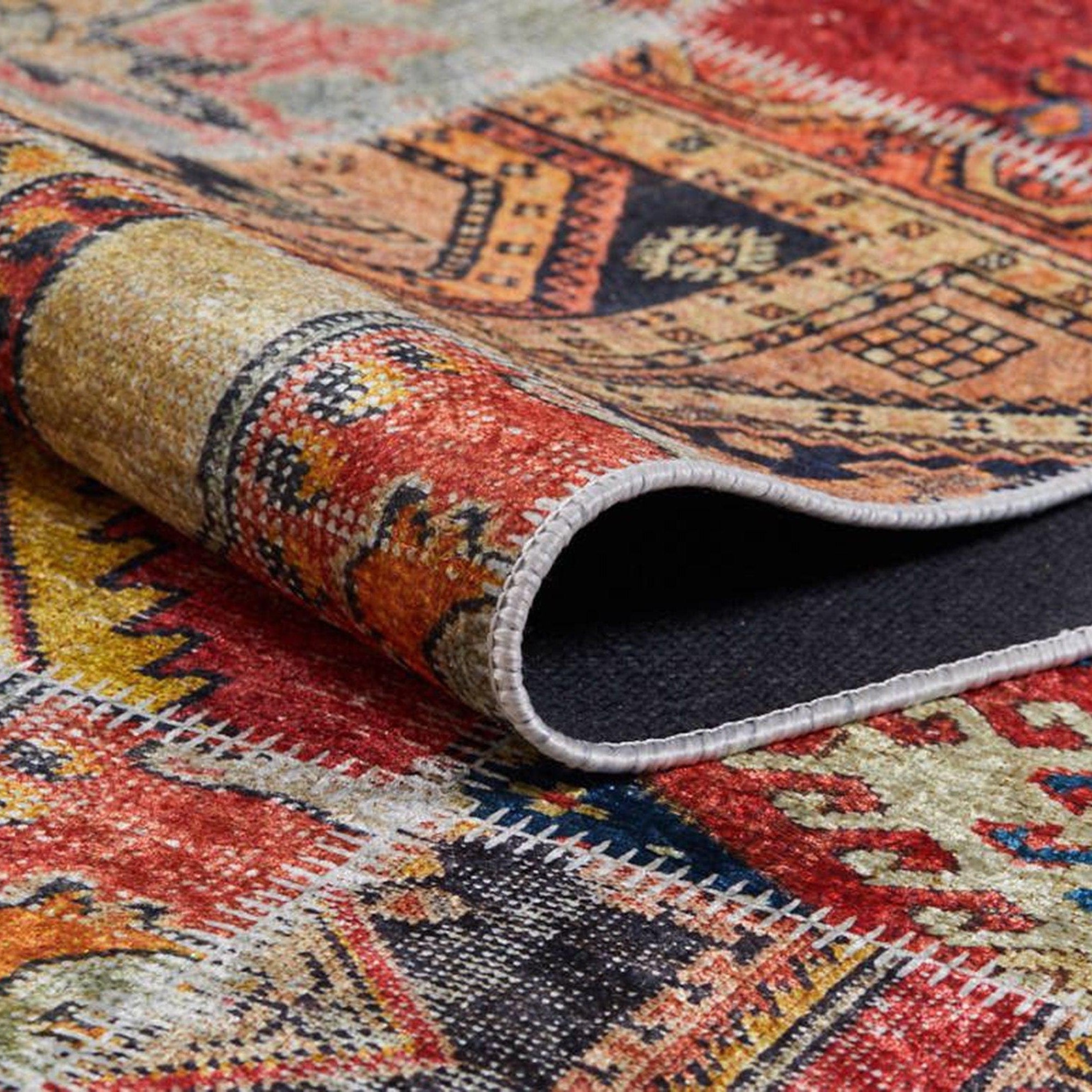 Afya Red Turkish Patchwork Rug
