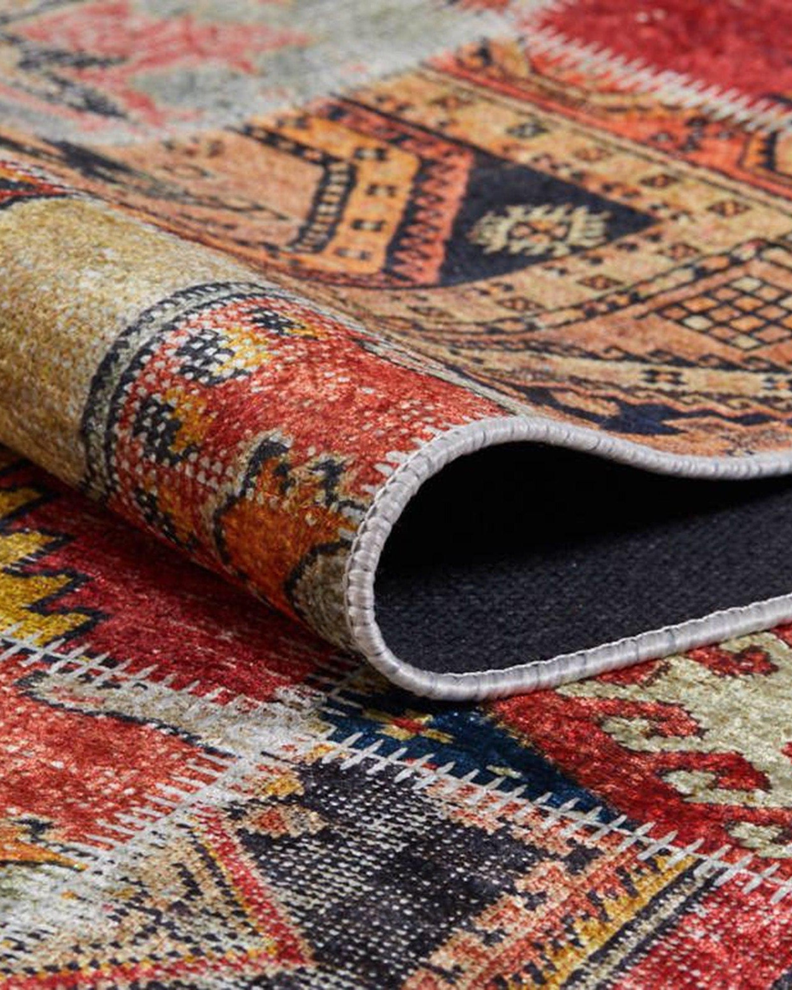 Afya Red Turkish Patchwork Rug