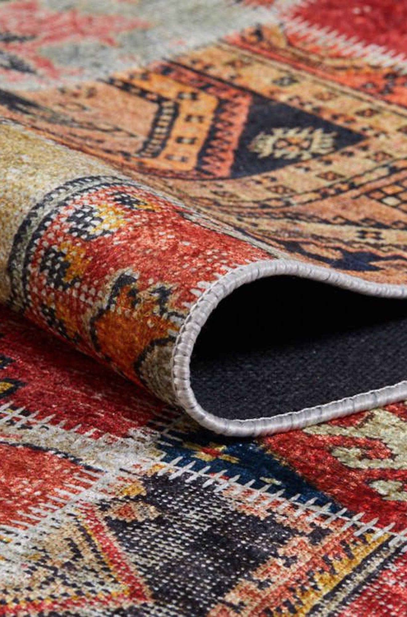 Afya Red Turkish Patchwork Rug