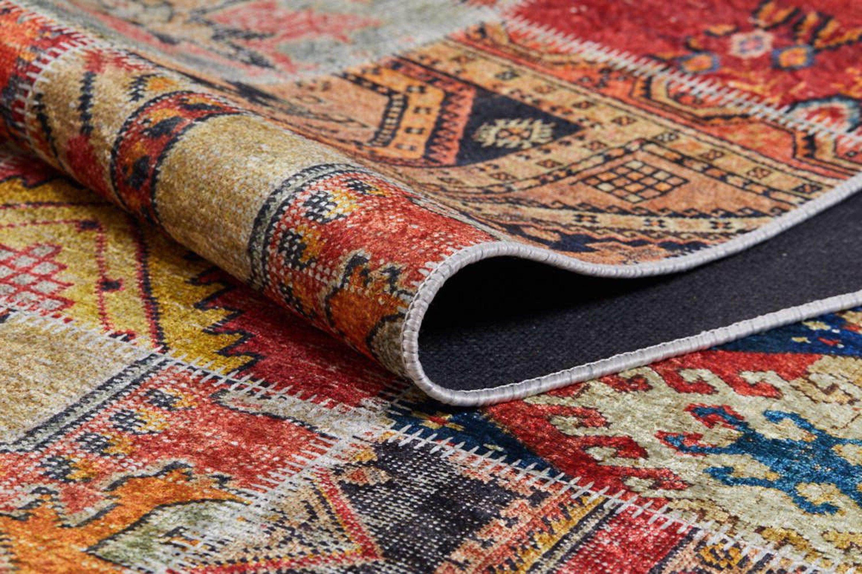 Afya Red Turkish Patchwork Rug