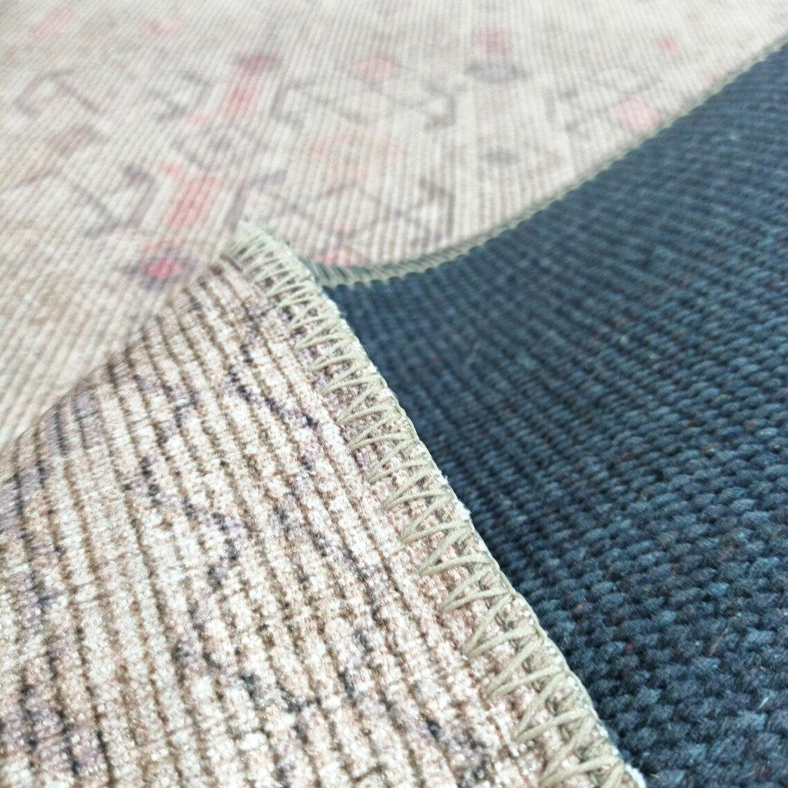 Turkish Rug Natural Beige Pink Vintage Kilim Style Area & Runner Rugs Fame Living Farmhouse Decor Boho Geometric Diamond Carpet