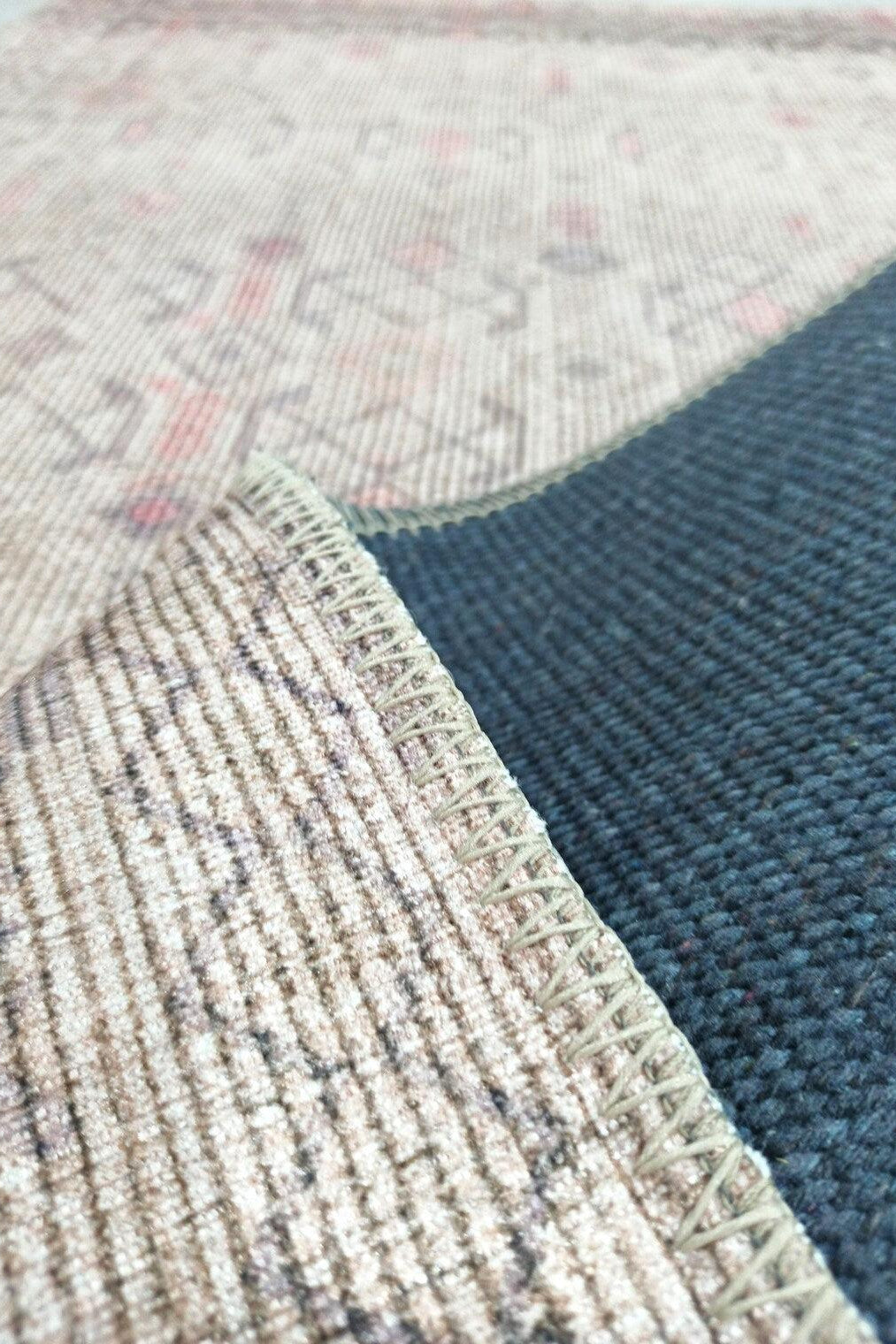 Turkish Rug Natural Beige Pink Vintage Kilim Style Area & Runner Rugs Fame Living Farmhouse Decor Boho Geometric Diamond Carpet