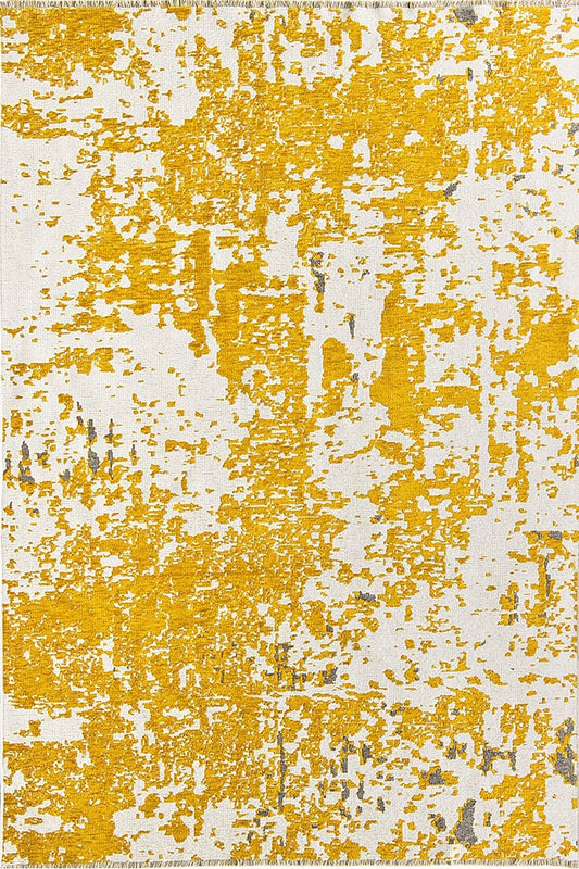 Maka Runner Abstract Kilim Gray Yellow Runner