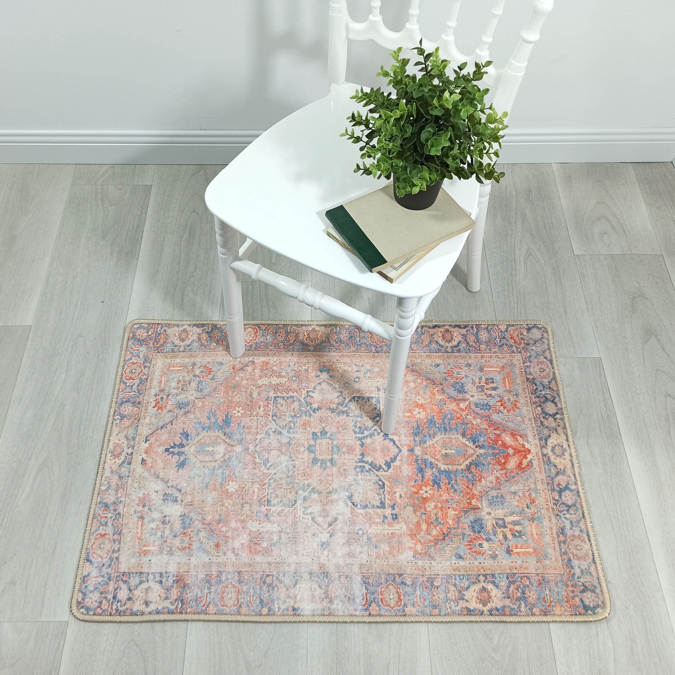 Eliza Faded Red Orange Blue Turkish 2x3 Rug