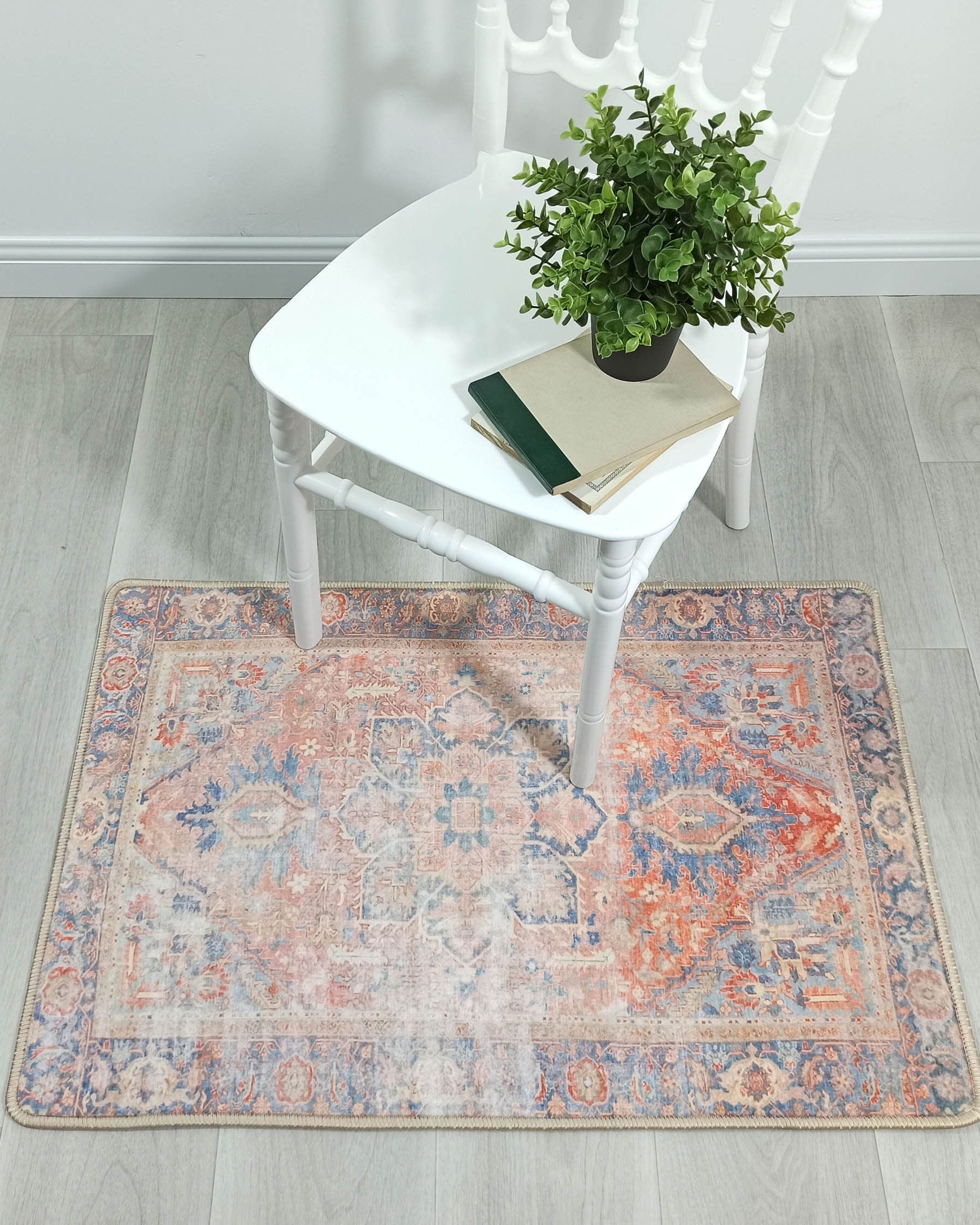 Eliza Faded Red Orange Blue Turkish 2x3 Rug