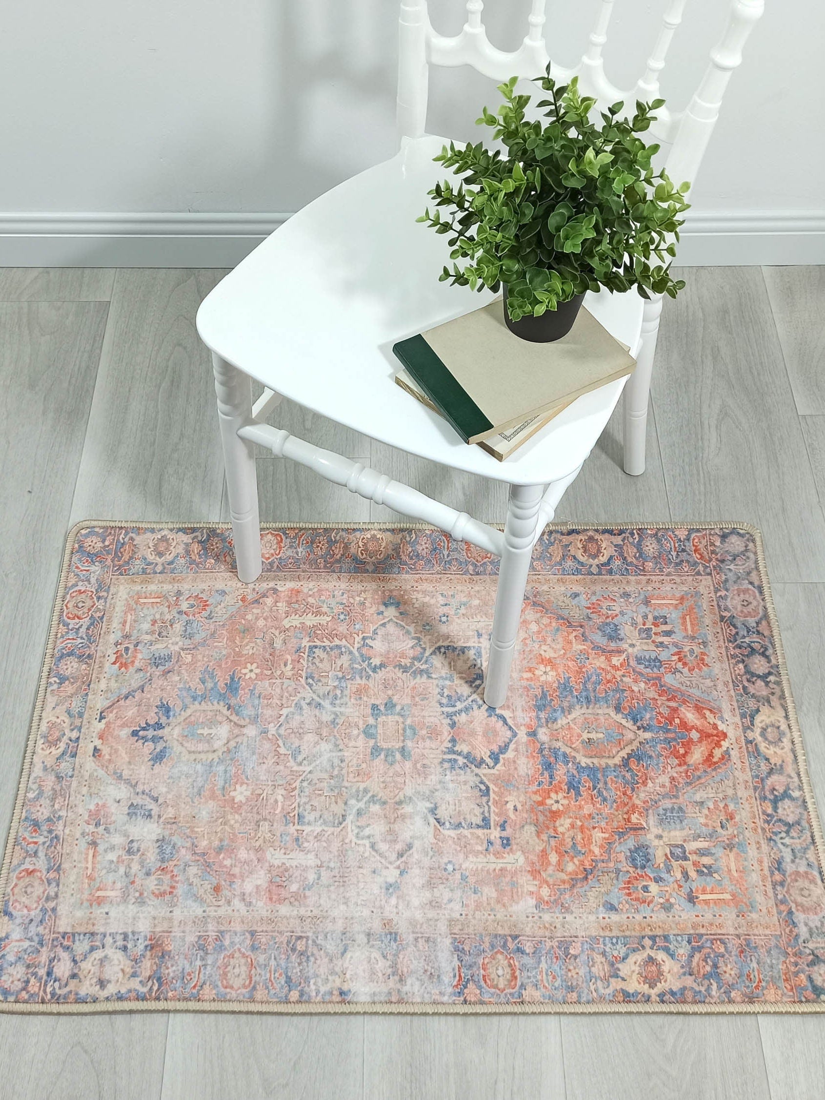 Eliza Faded Red Orange Blue Turkish 2x3 Rug