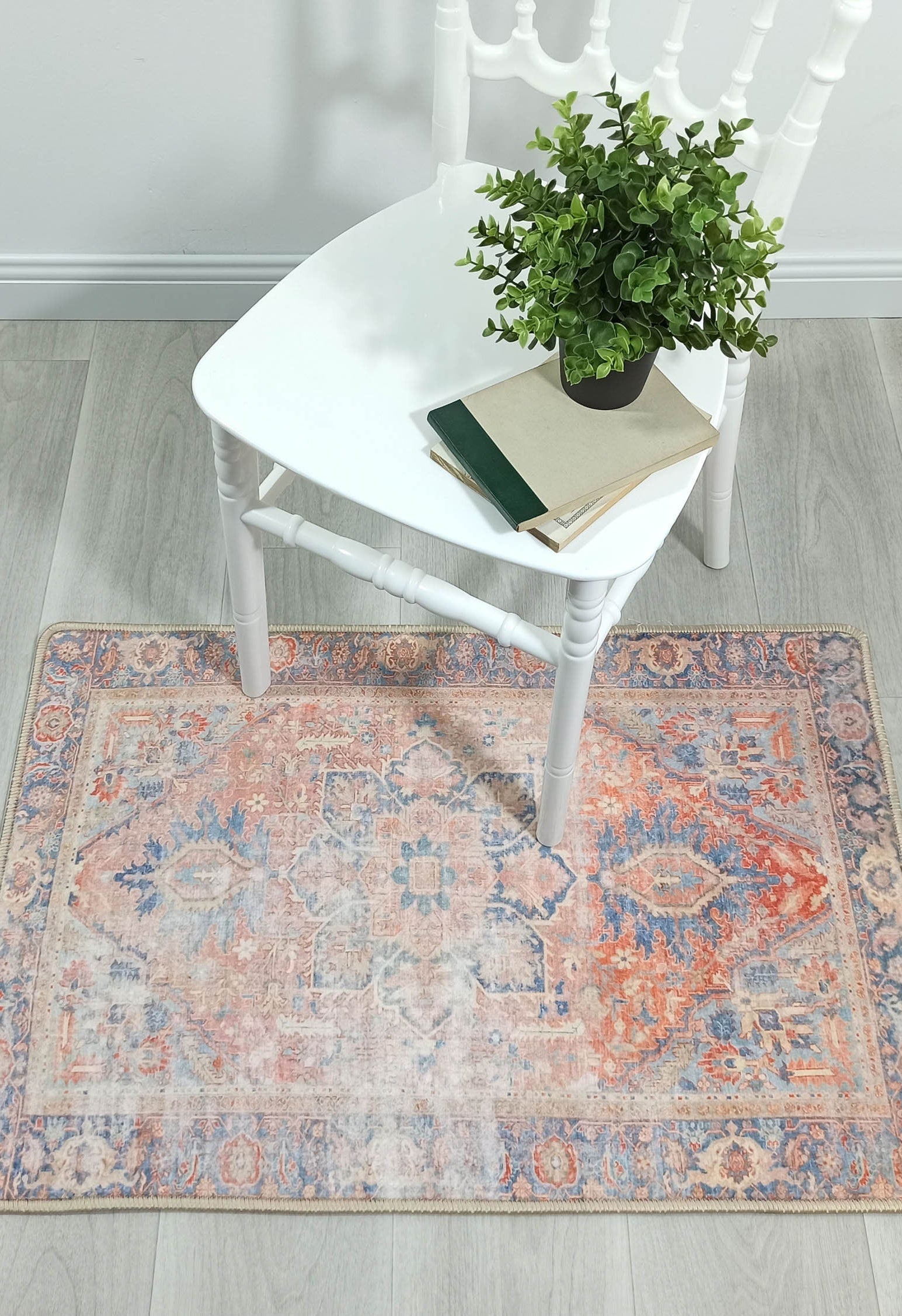 Eliza Faded Red Orange Blue Turkish 2x3 Rug