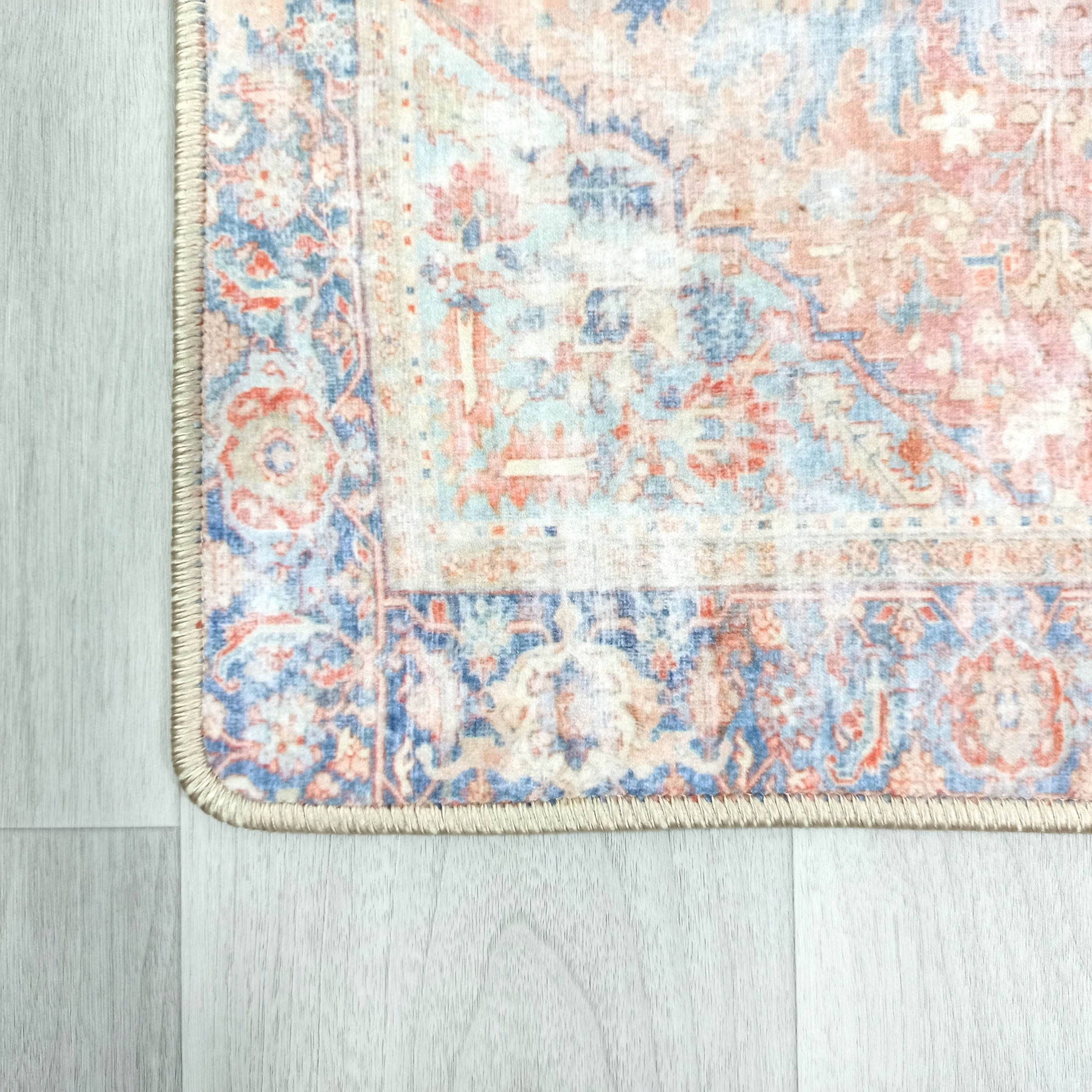 Eliza Faded Red Orange Blue Turkish 2x3 Rug