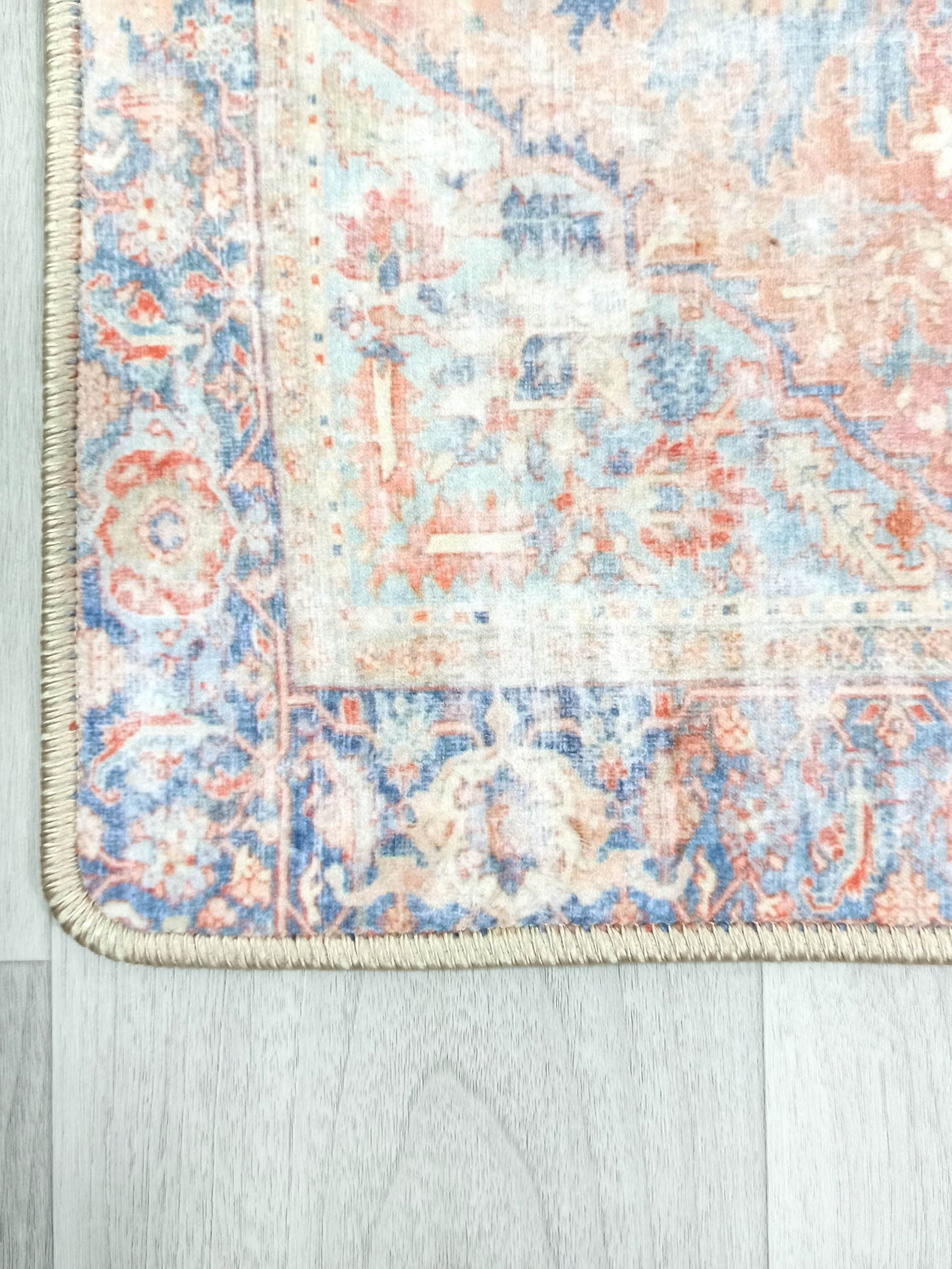 Eliza Faded Red Orange Blue Turkish 2x3 Rug