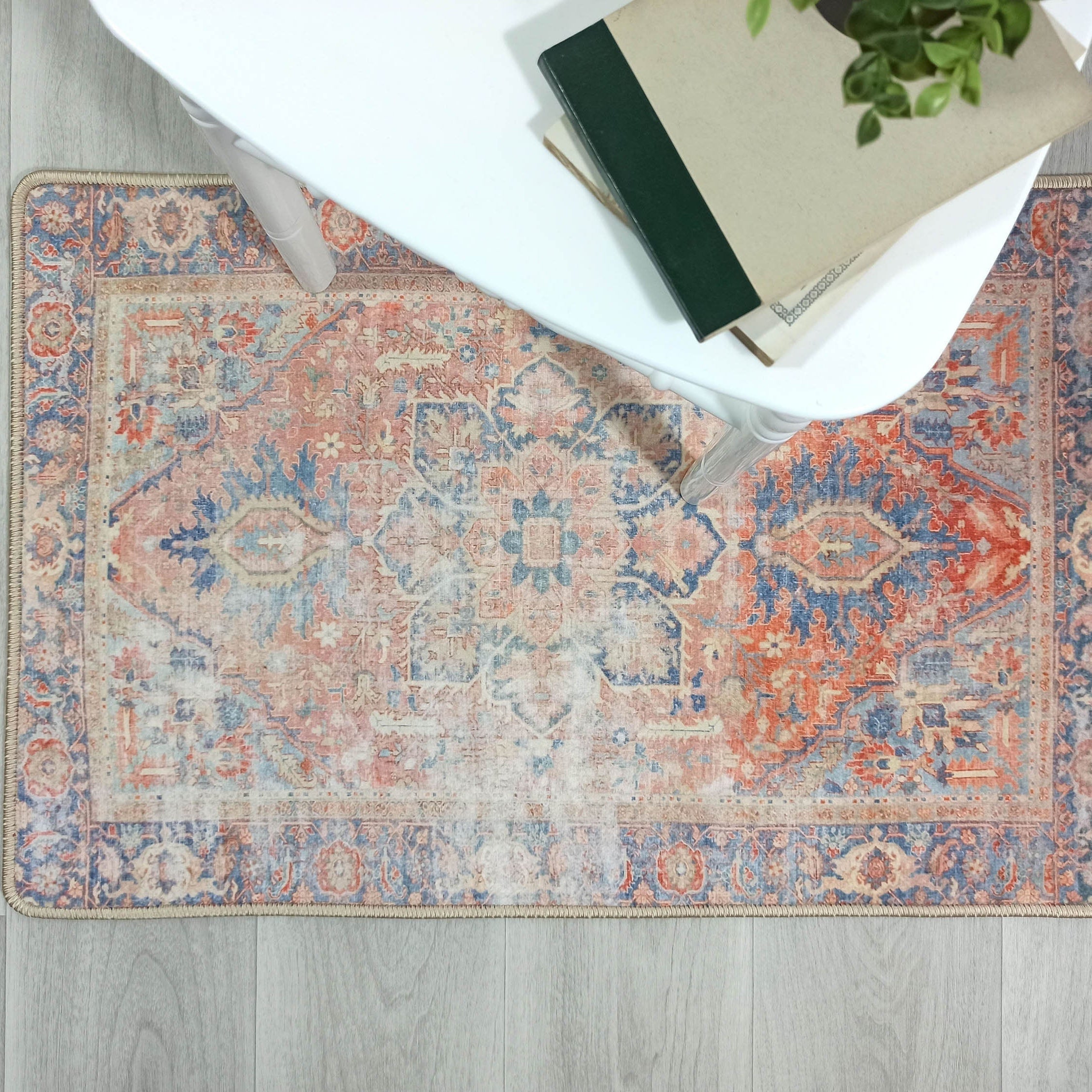 Eliza Faded Red Orange Blue Turkish 2x3 Rug
