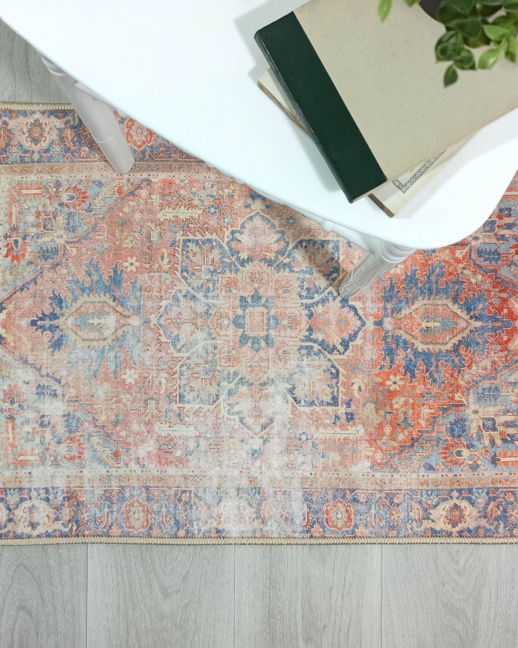 Eliza Faded Red Orange Blue Turkish 2x3 Rug