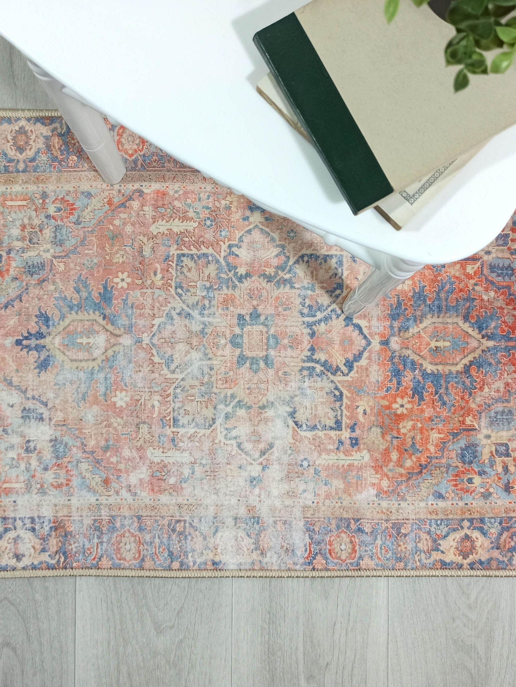 Eliza Faded Red Orange Blue Turkish 2x3 Rug