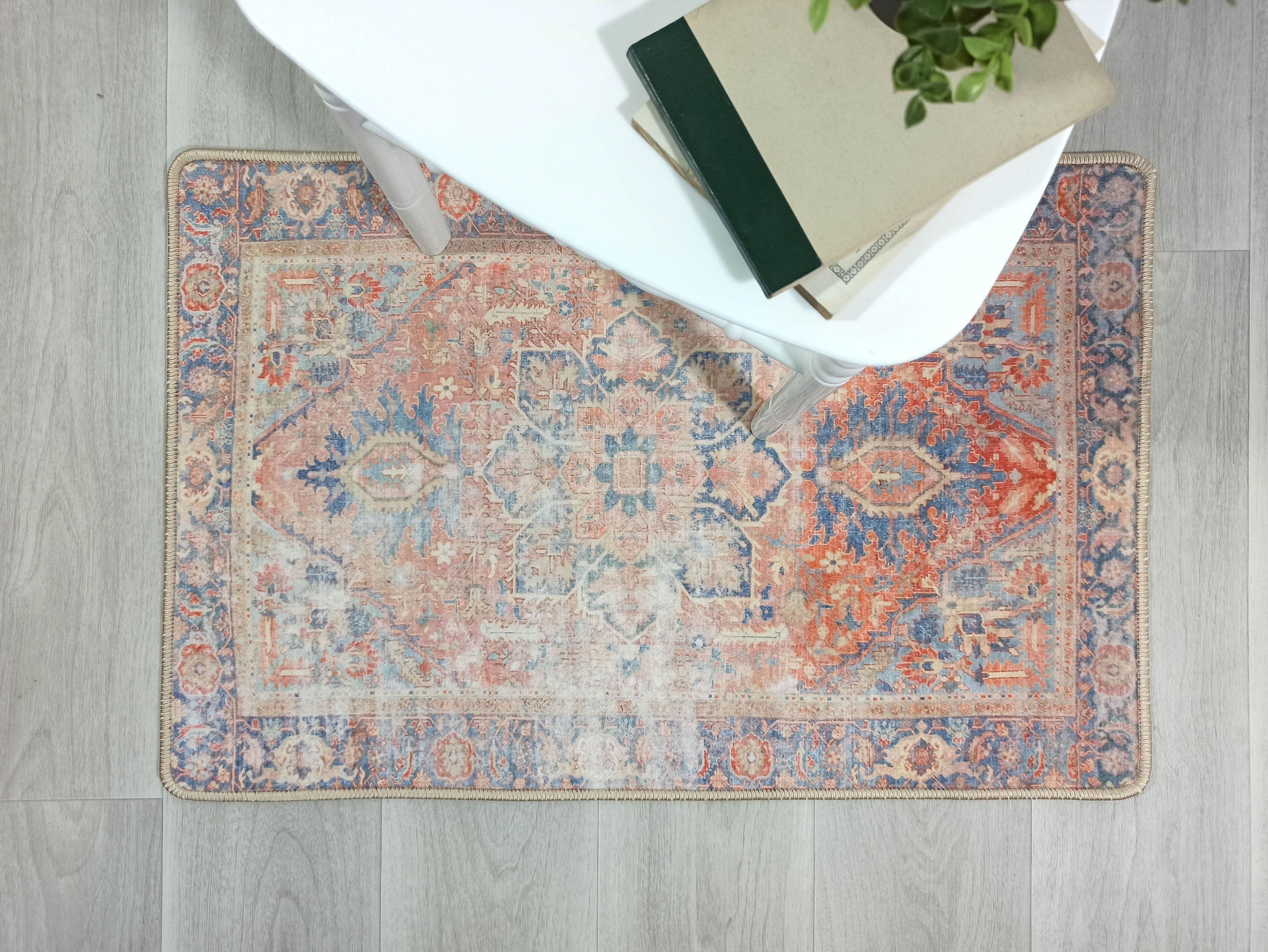 Eliza Faded Red Orange Blue Turkish 2x3 Rug