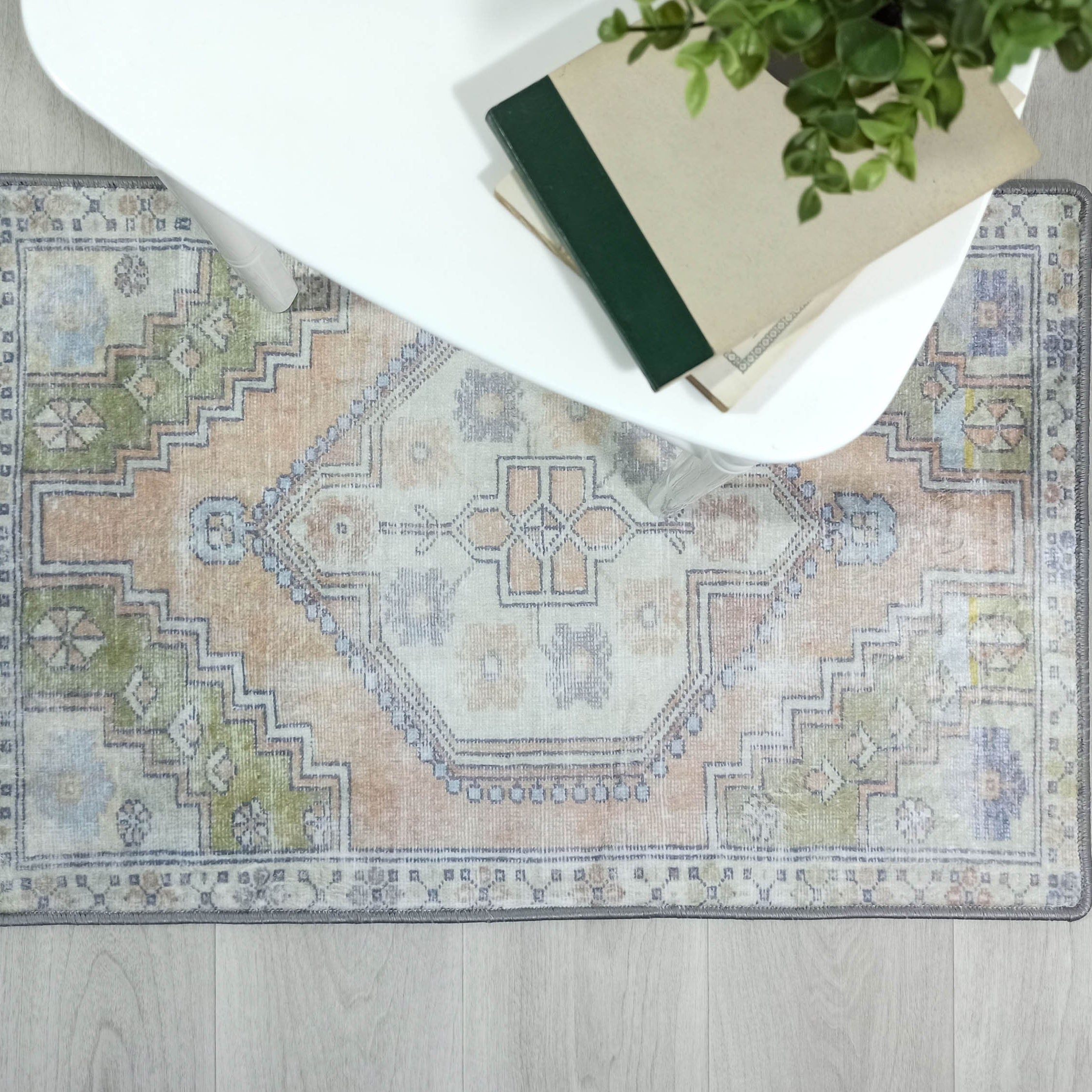 Erin Beige Green Vintage Turkish 2x3 Rug