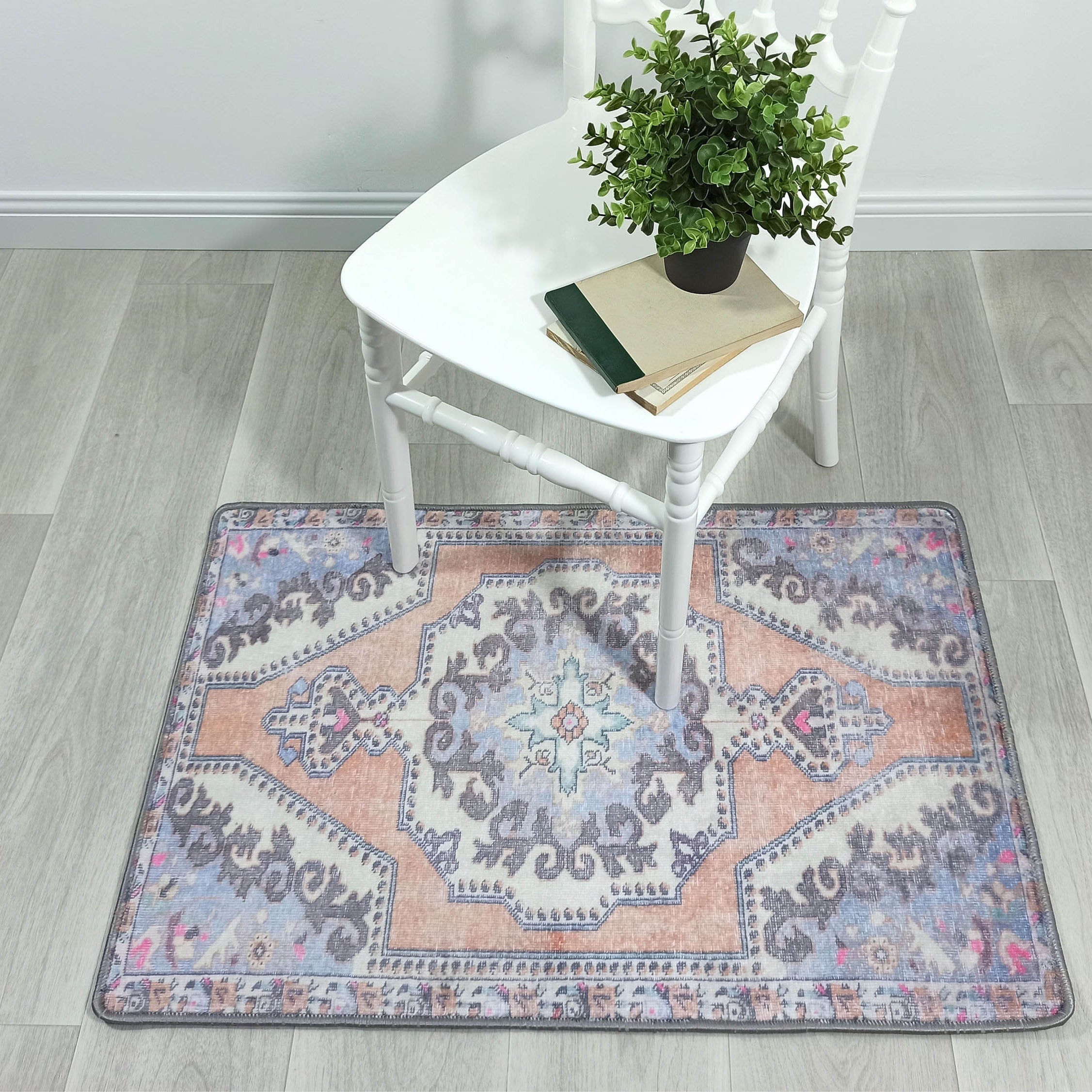 Efion Faded Orange Lavender Turkish 2x3 Rug