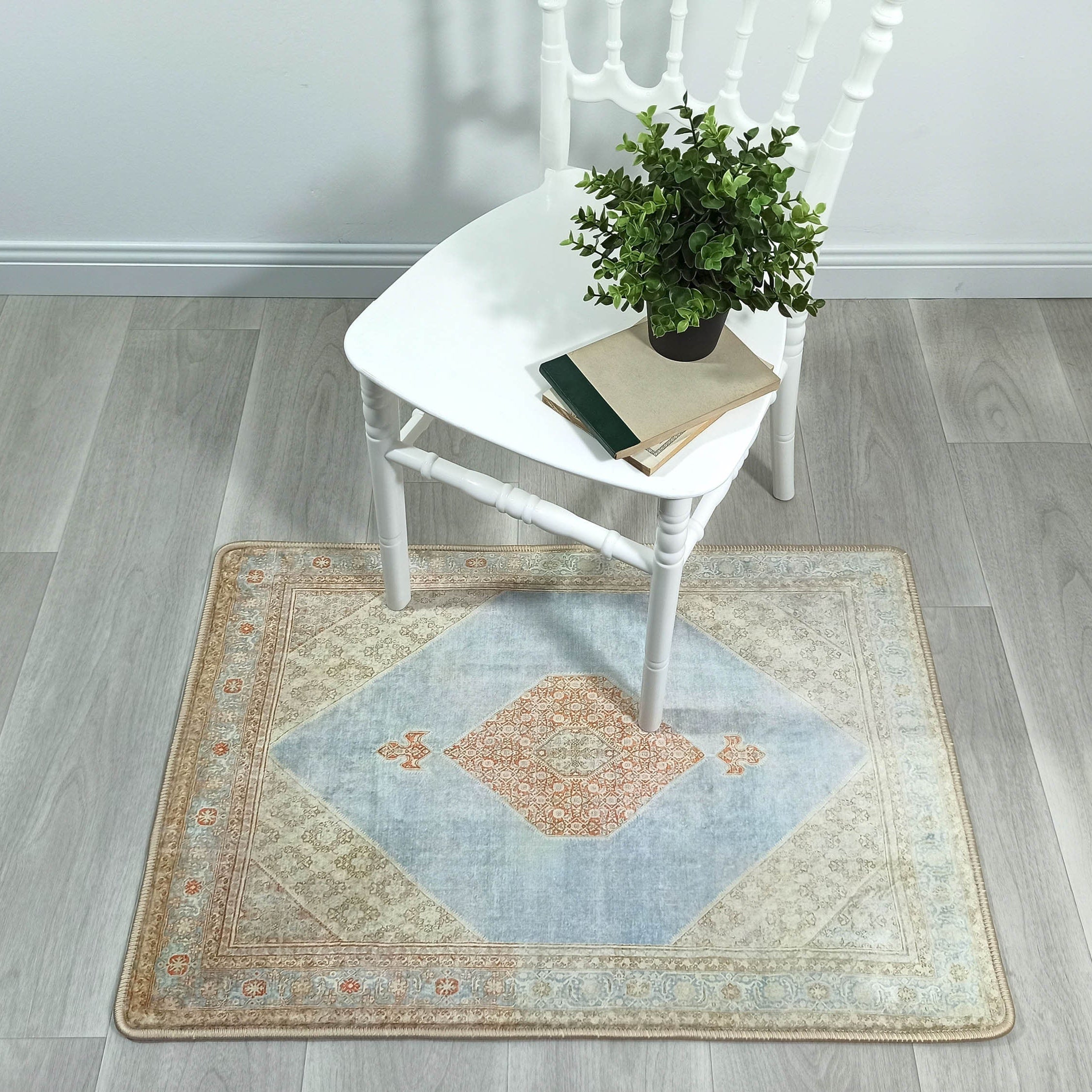 Amelia Natural Rust Blue Beige Vintage Persian 2x3 Rug