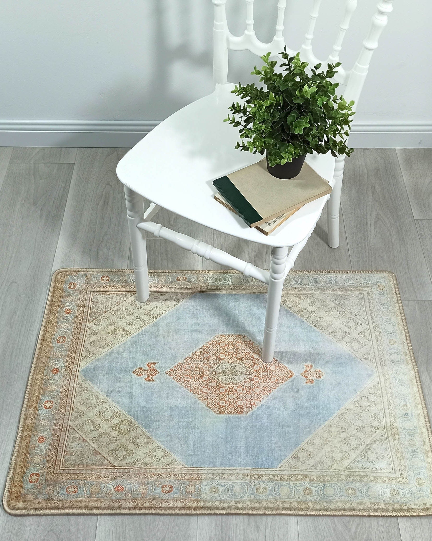 Amelia Natural Rust Blue Beige Vintage Persian 2x3 Rug