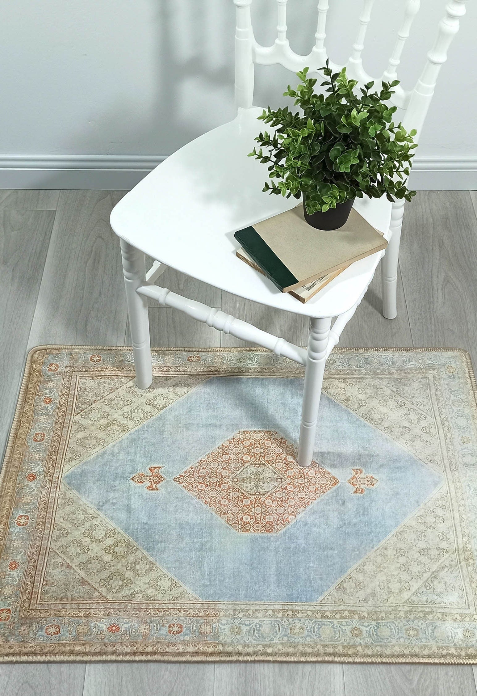 Amelia Natural Rust Blue Beige Vintage Persian 2x3 Rug