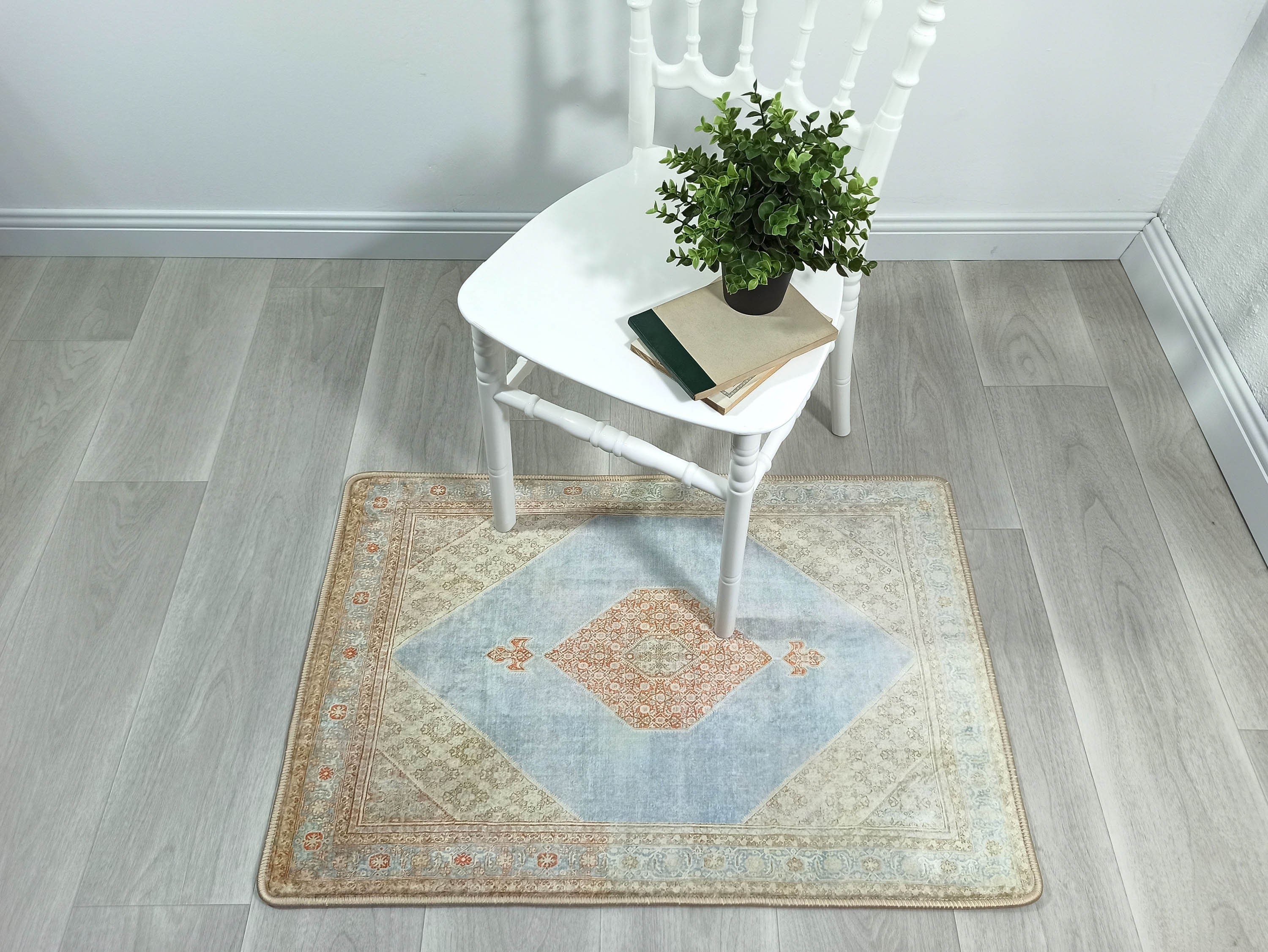 Amelia Natural Rust Blue Beige Vintage Persian 2x3 Rug