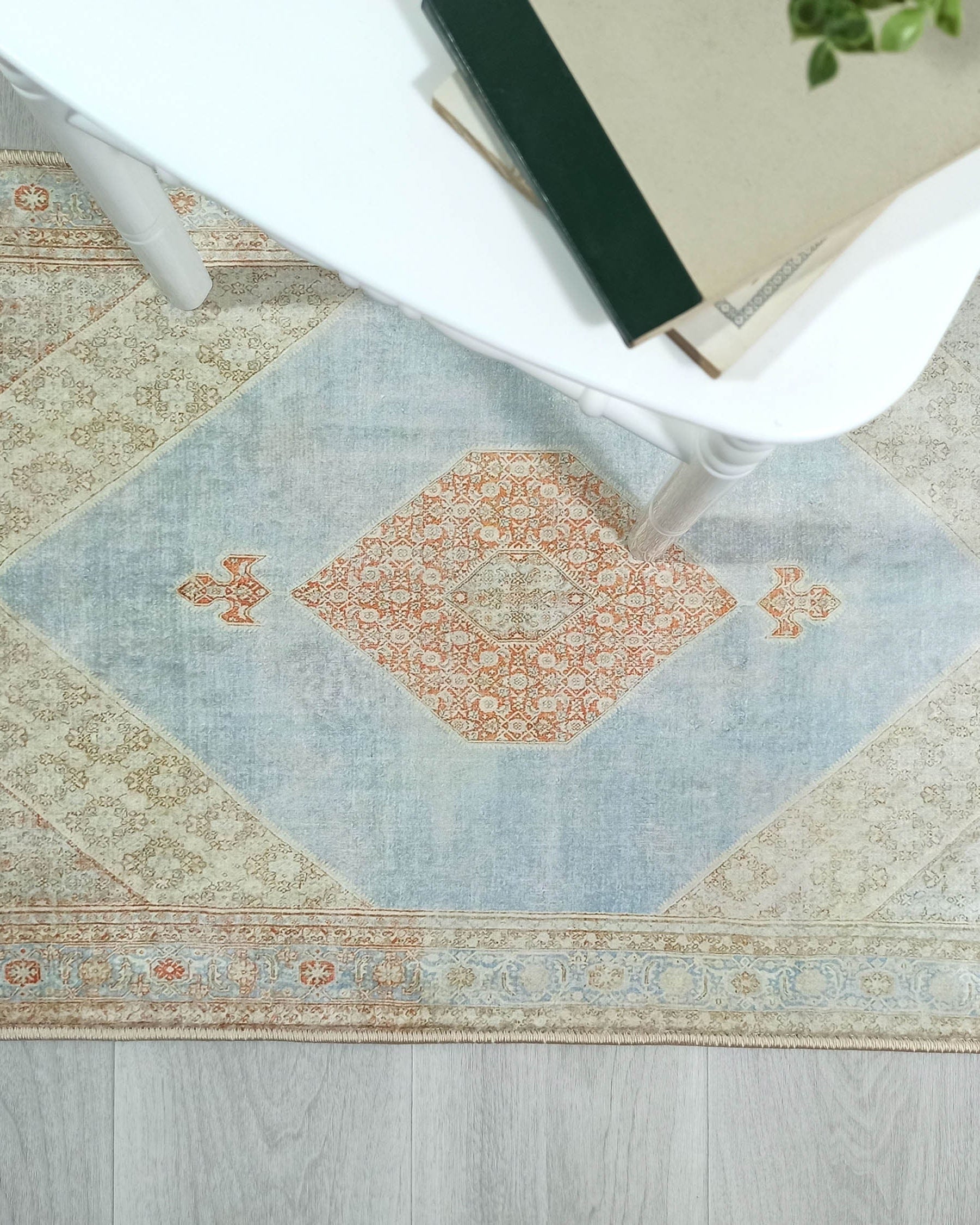 Amelia Natural Rust Blue Beige Vintage Persian 2x3 Rug